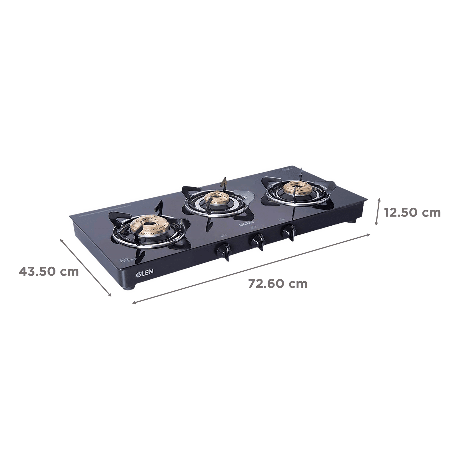 Glen 1032 GT HF BB DD BL Toughened Glass Top 3 Burner Manual Gas Stove (Scratch & Stain Resistant, Black)_2