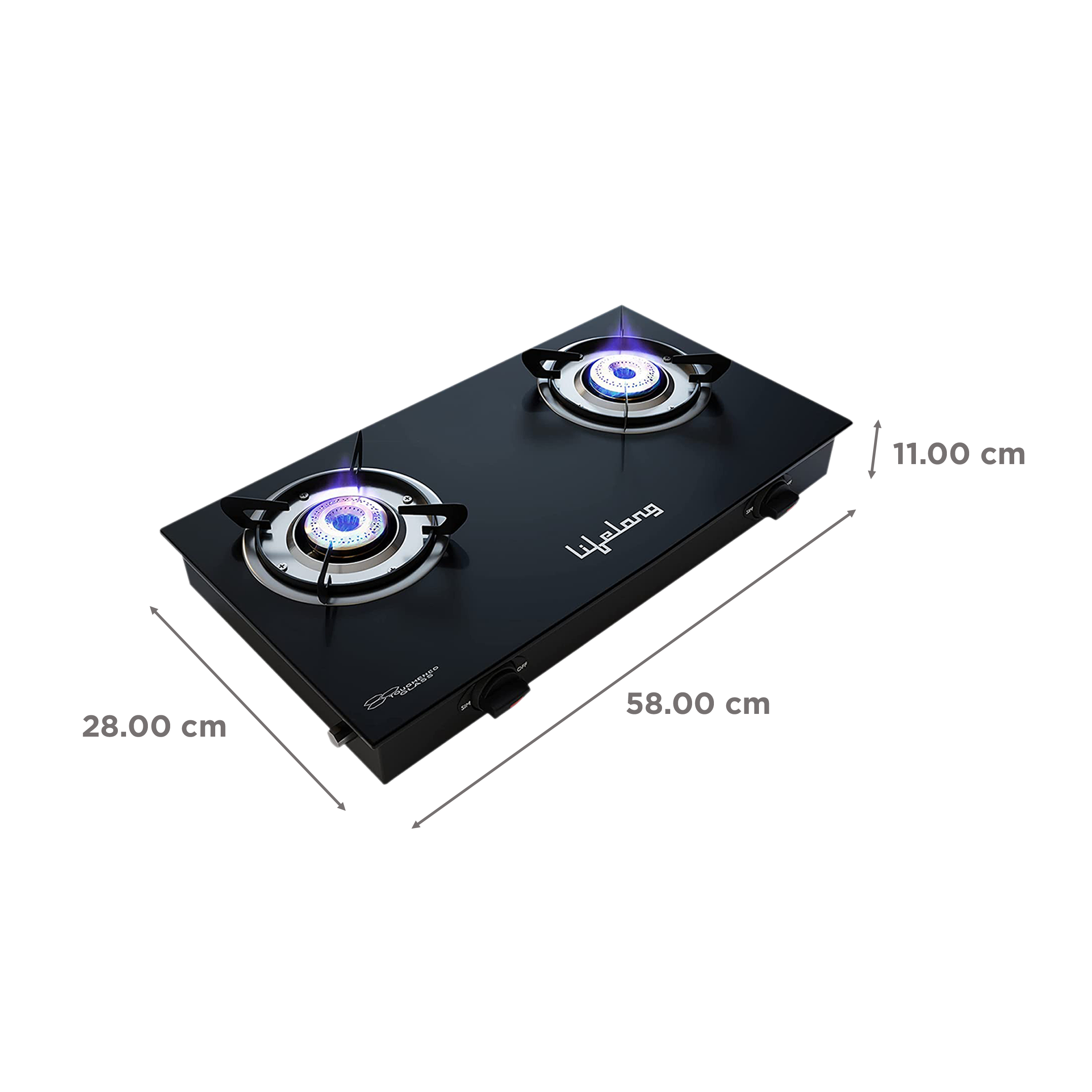Lifelong LLGS10 Toughened Glass Top 2 Burner Manual Gas Stove (Anti-Skid Feet, Black)_2