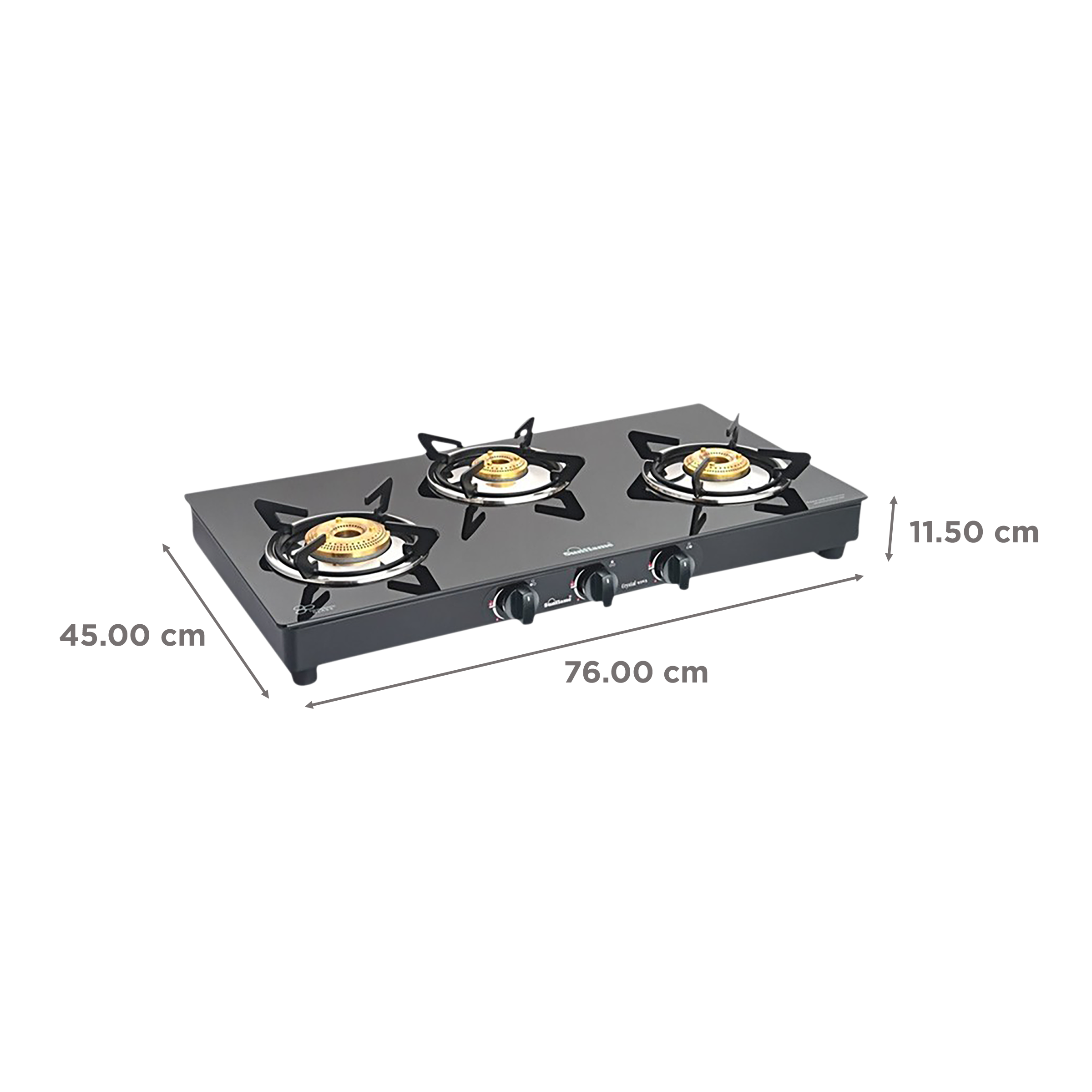 Sunflame PRIME 3B BK AI Toughened Glass Top 3 Burner Automatic Gas Stove (Sturdy Pan Support, Black)_2