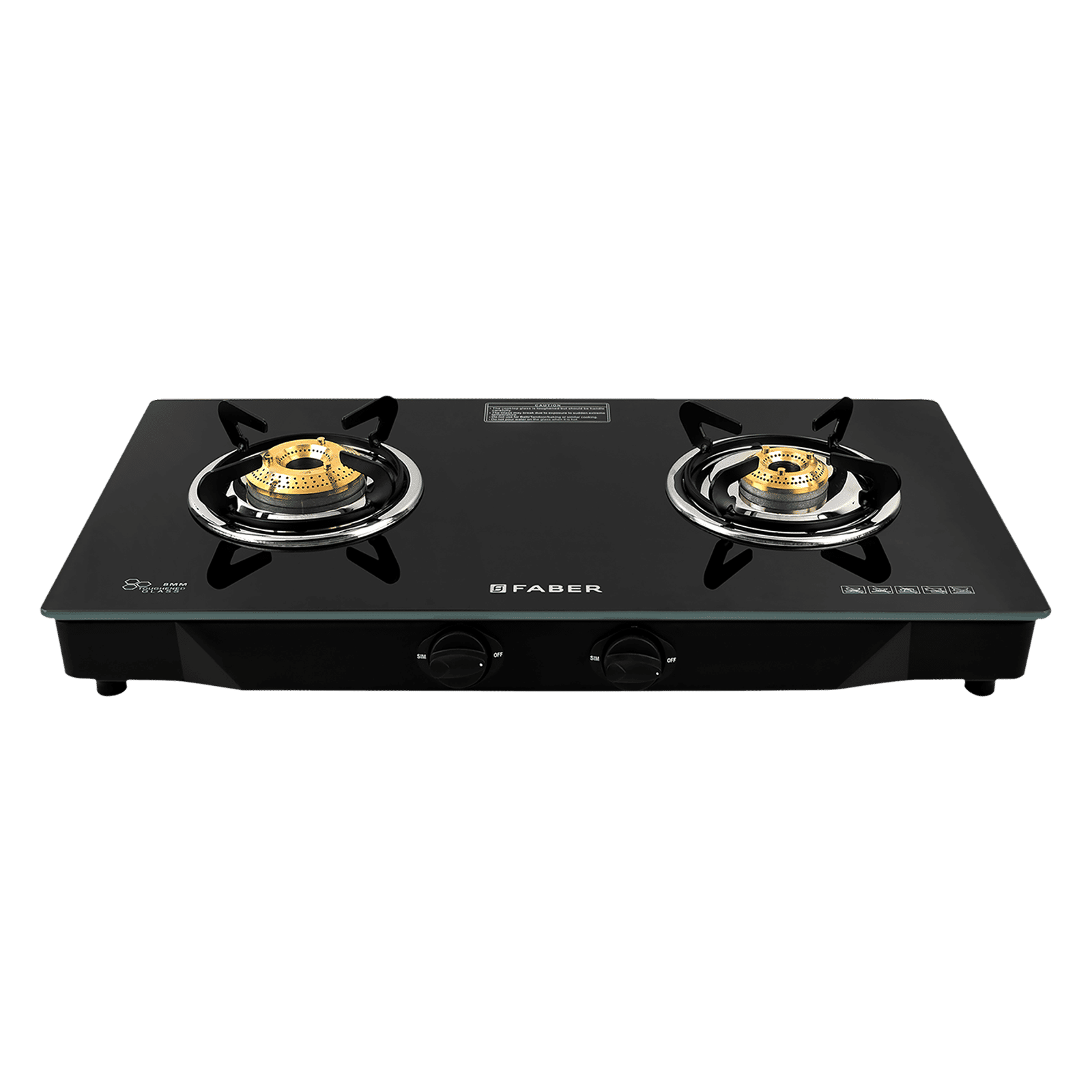 Faber JUMBO 2BB BK Toughened Glass Top 2 Burner Manual Gas Stove (Corrosion Resistance, Black)_1