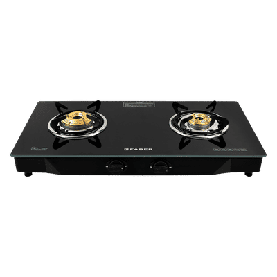 Faber JUMBO 2BB BK Toughened Glass Top 2 Burner Manual Gas Stove (Corrosion Resistance, Black)