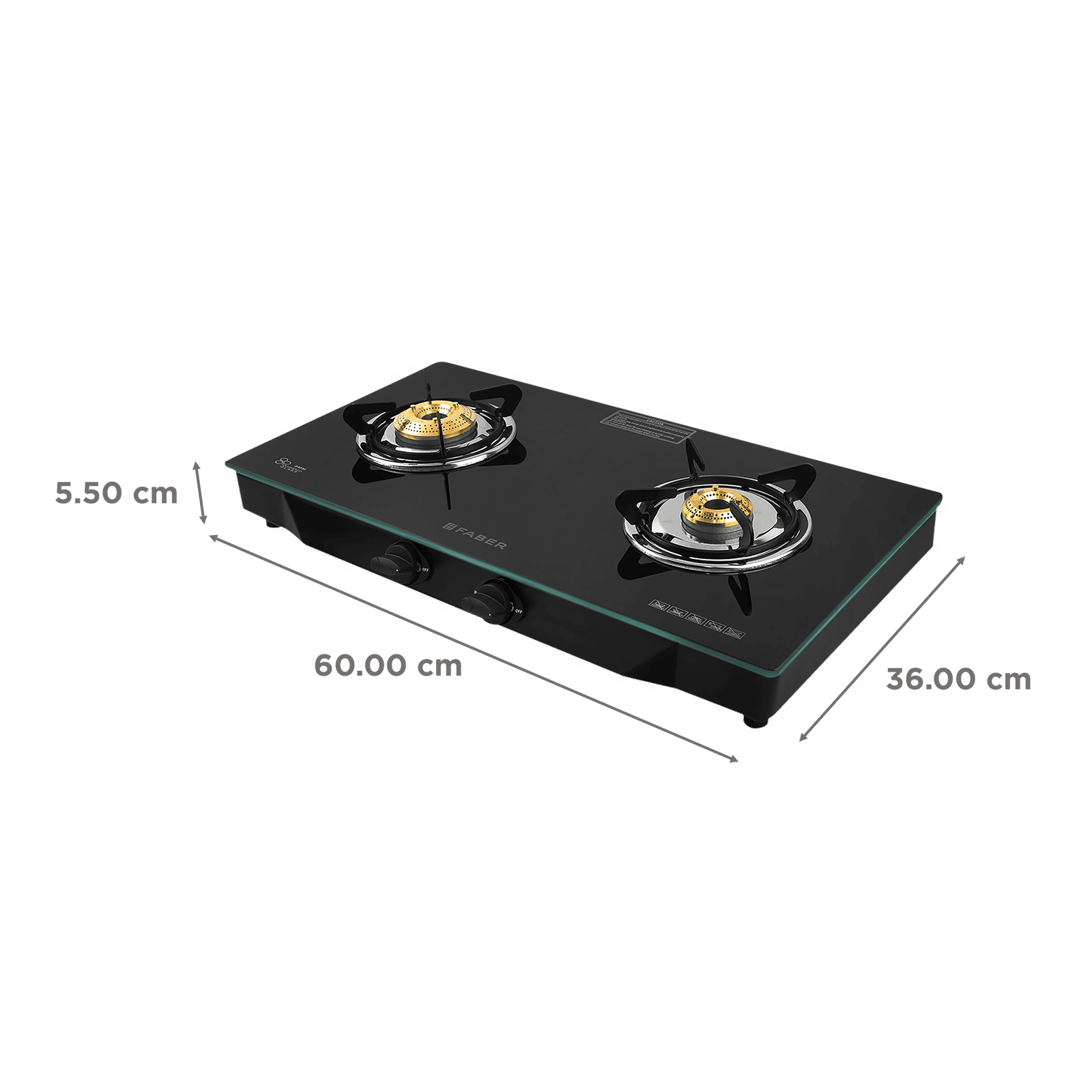 Faber JUMBO 2BB BK Toughened Glass Top 2 Burner Manual Gas Stove (Corrosion Resistance, Black)_2