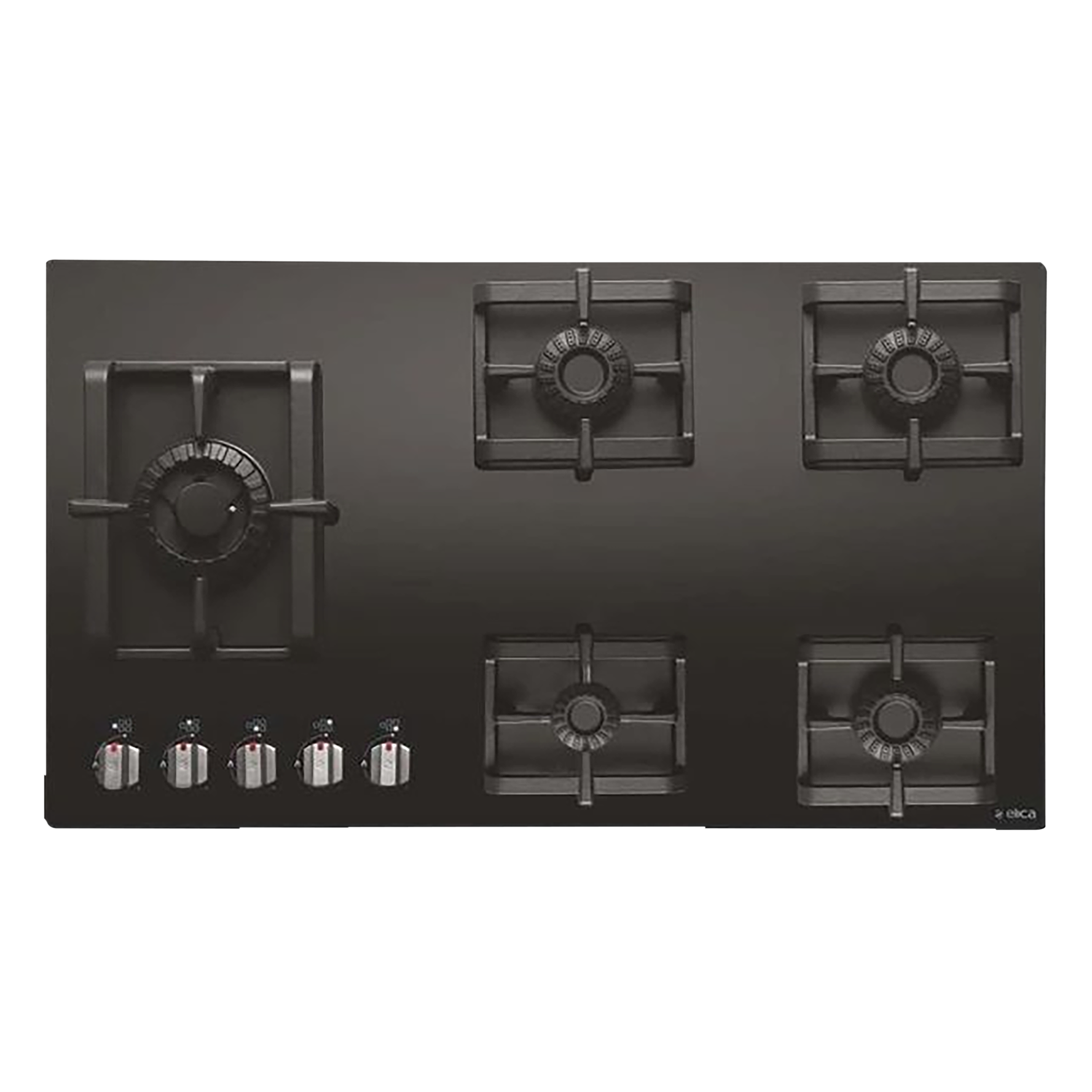 Elica PRO MFC 5B 91 SWIRL FFD Glass Top 5 Burner Automatic Electric Hob (Cast Iron Grill Rack, Black)_1