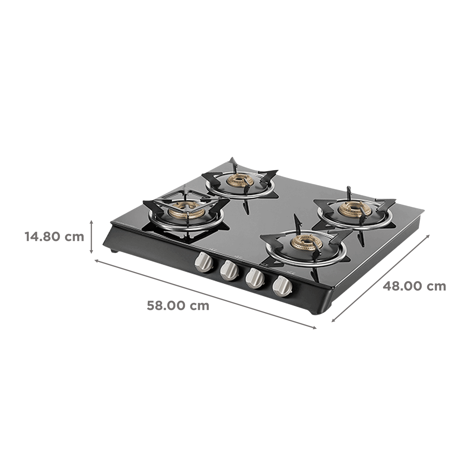 KAFF CTB584BAI Toughened Glass Top 4 Burner Automatic Gas Stove (Heavy Duty Pan Support, Black) KAFF CTB584BAI Toughened Glass Top 4 Burner Automatic Gas Stove (Heavy Duty Pan Support, Black)_2