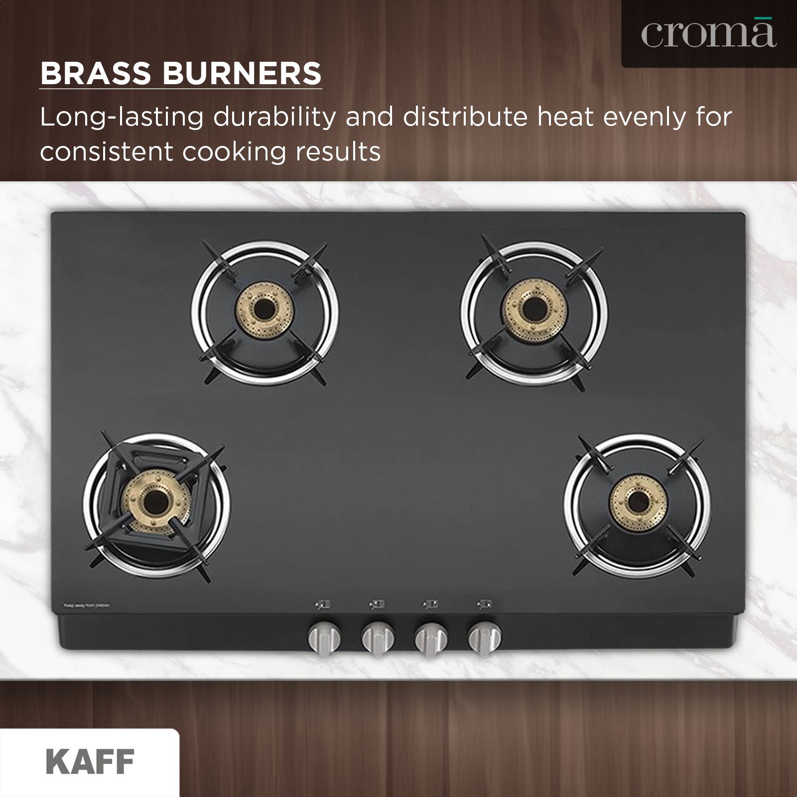 KAFF CTB694BAI Toughened Glass Top 4 Burner Automatic Gas Stove (Heavy Duty Pan Support, Black) KAFF CTB694BAI Toughened Glass Top 4 Burner Automatic Gas Stove (Heavy Duty Pan Support, Black)_11