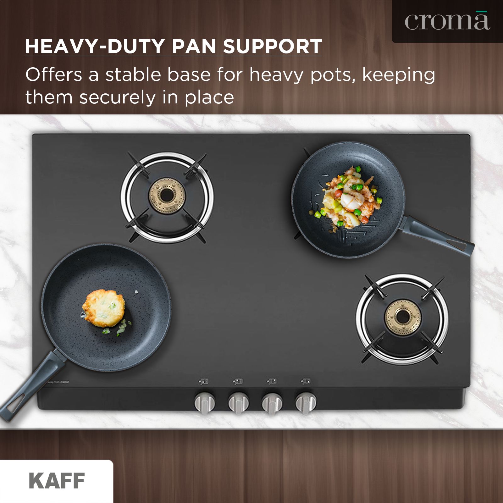 KAFF CTB694BAI Toughened Glass Top 4 Burner Automatic Gas Stove (Heavy Duty Pan Support, Black) KAFF CTB694BAI Toughened Glass Top 4 Burner Automatic Gas Stove (Heavy Duty Pan Support, Black)_13