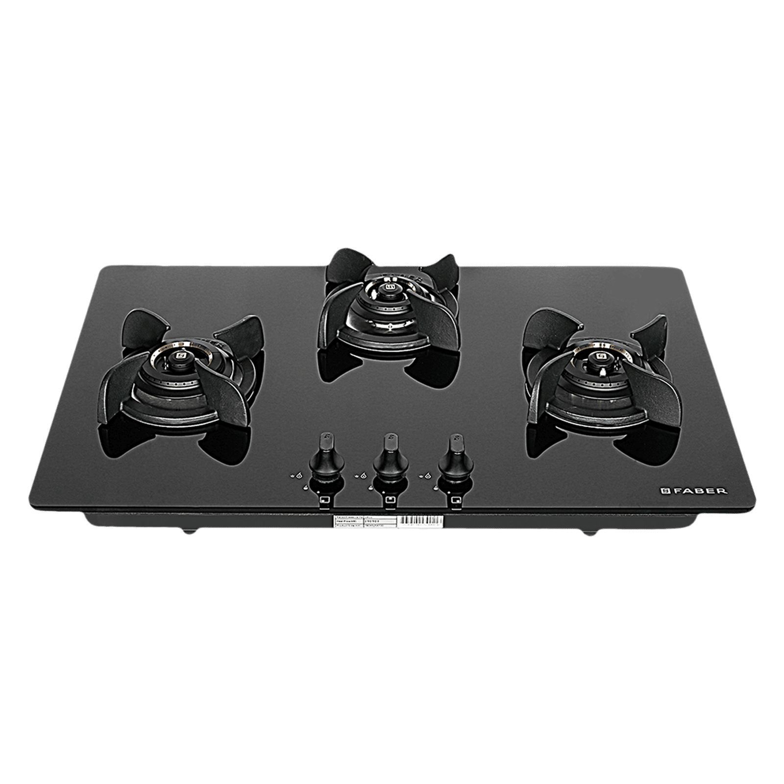 Faber Ultima Plus HT783 CRS BR CI AI Toughened Glass Top 3 Burner Automatic Hob (Cast Iron Pan Support, Black) Faber Ultima Plus HT783 CRS BR CI AI Toughened Glass Top 3 Burner Automatic Hob (Cast Iron Pan Support, Black)_1