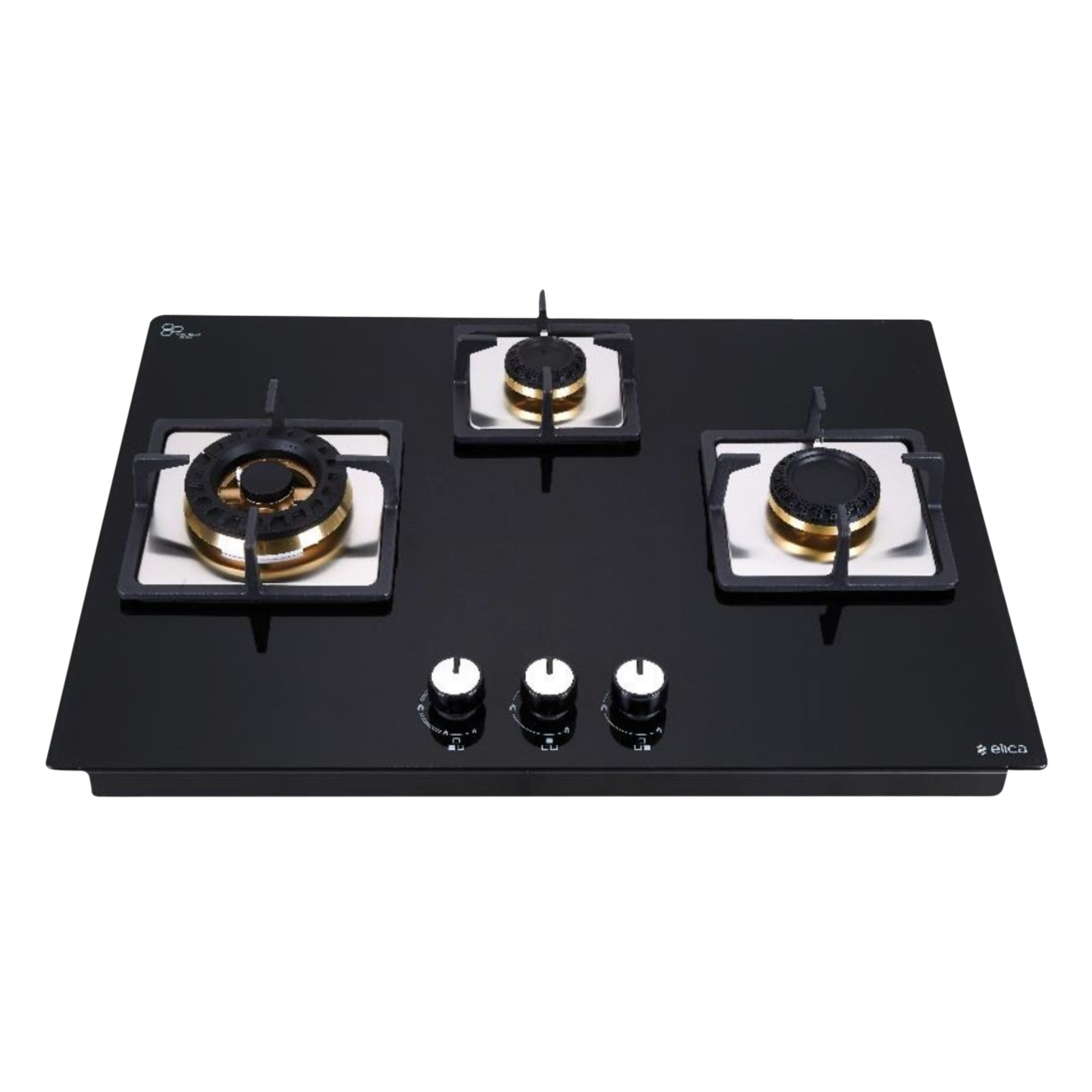 Elica FLEXI MFC FB 370 SWIRL Toughened Glass Top 3 Burner Automatic Electric Hob (Cast Iron Grid, Black)_1