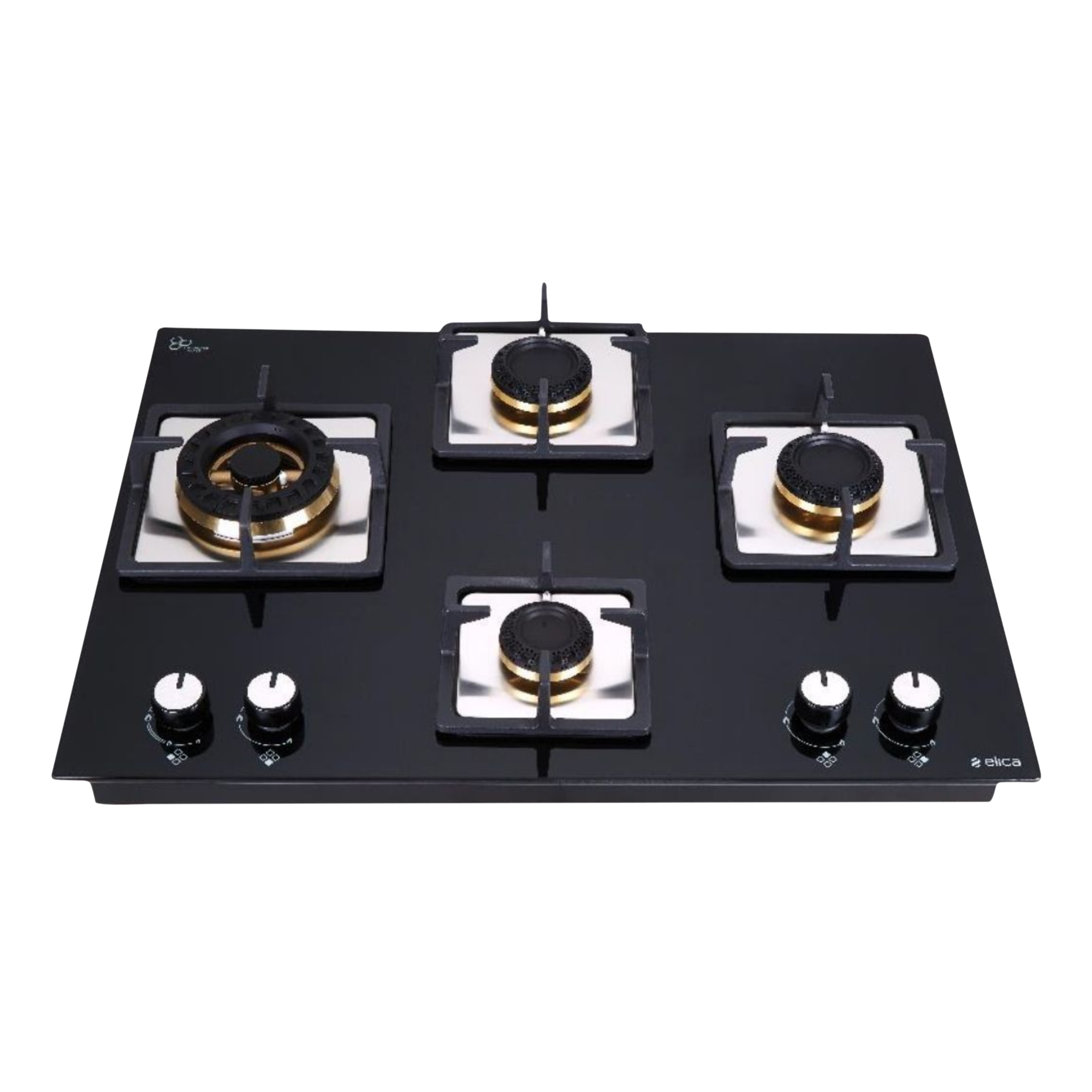 Elica FLEXI MFC FB 470 SWIRL Toughened Glass Top 4 Burner Automatic Electric Hob (Cast Iron Grid, Black)_1