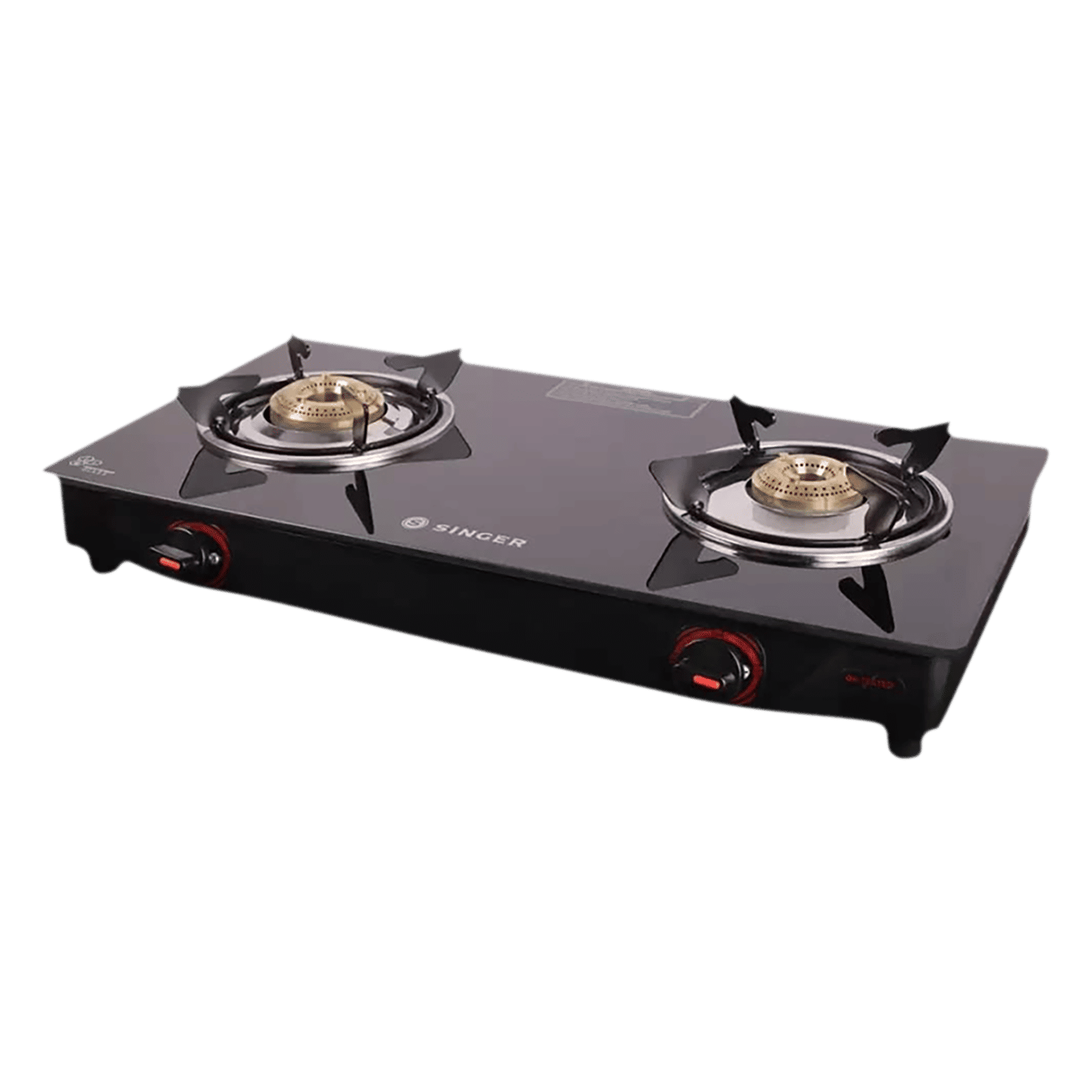 Singer Maxiflare Toughened Glass Top 2 Burner Manual Gas Stove (Powder Coated Pan Support, Black)_12