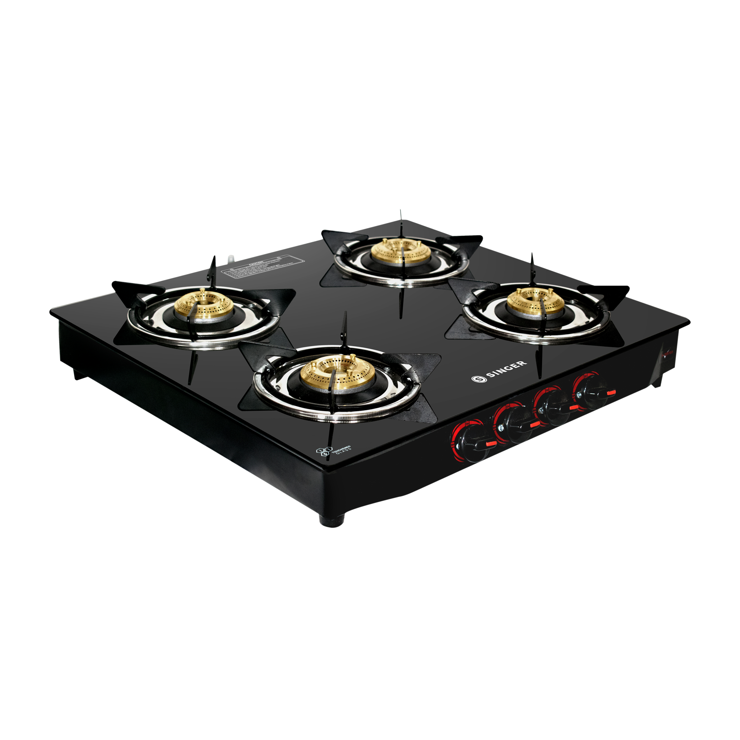 Singer Maxiflare Toughened Glass Top 4 Burner Manual Gas Stove (Powder Coated Pan Support, Black)_10