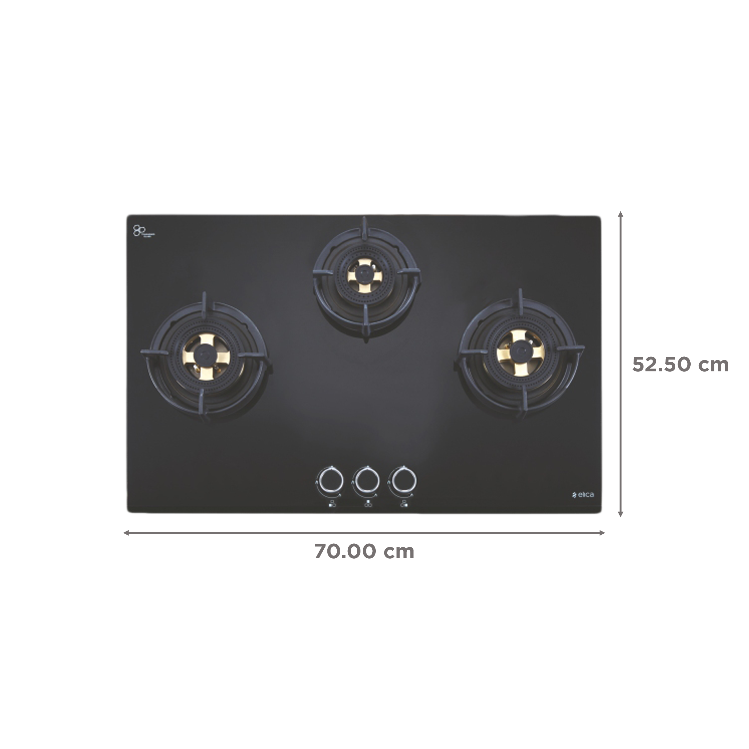 Elica DFS FB MFC 3B 70 DX Glass Top 3 Burner Automatic Hob (Round Enamelled Grid, Black) Elica DFS FB MFC 3B 70 DX Glass Top 3 Burner Automatic Hob (Round Enamelled Grid, Black)_2