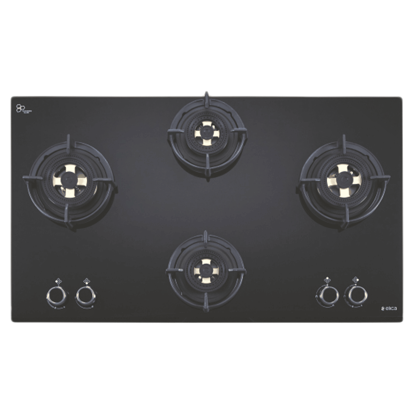 Elica DFS FB MFC 4B 91 DX Glass Top 4 Burner Automatic Hob (Round Enamelled Grid, Black)_1