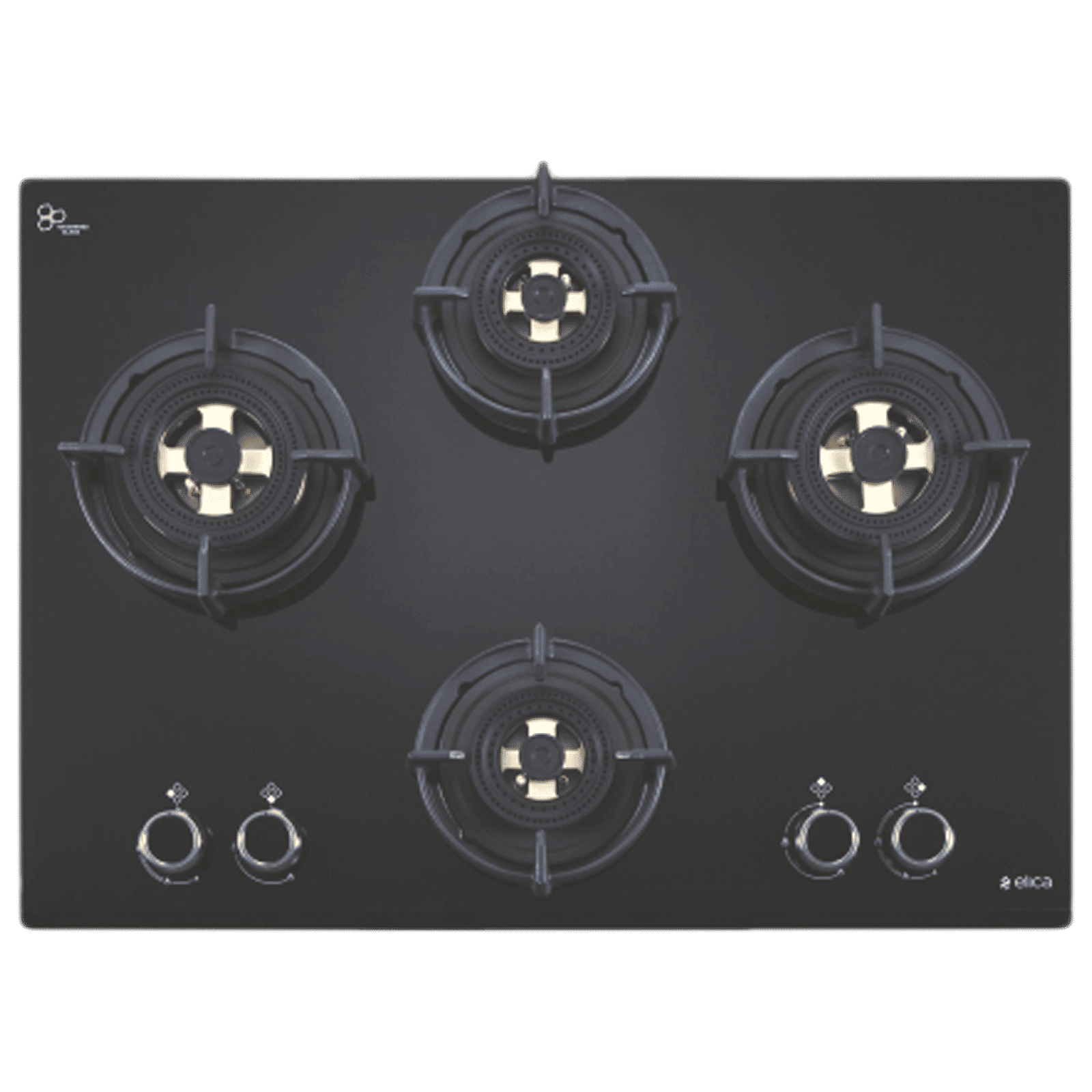 Elica DFS FB MFC 4B 70 DX FFD 4 Burner Automatic Electric Hob (Round Metallic Knob, Black) Elica DFS FB MFC 4B 70 DX FFD 4 Burner Automatic Electric Hob (Round Metallic Knob, Black)_1