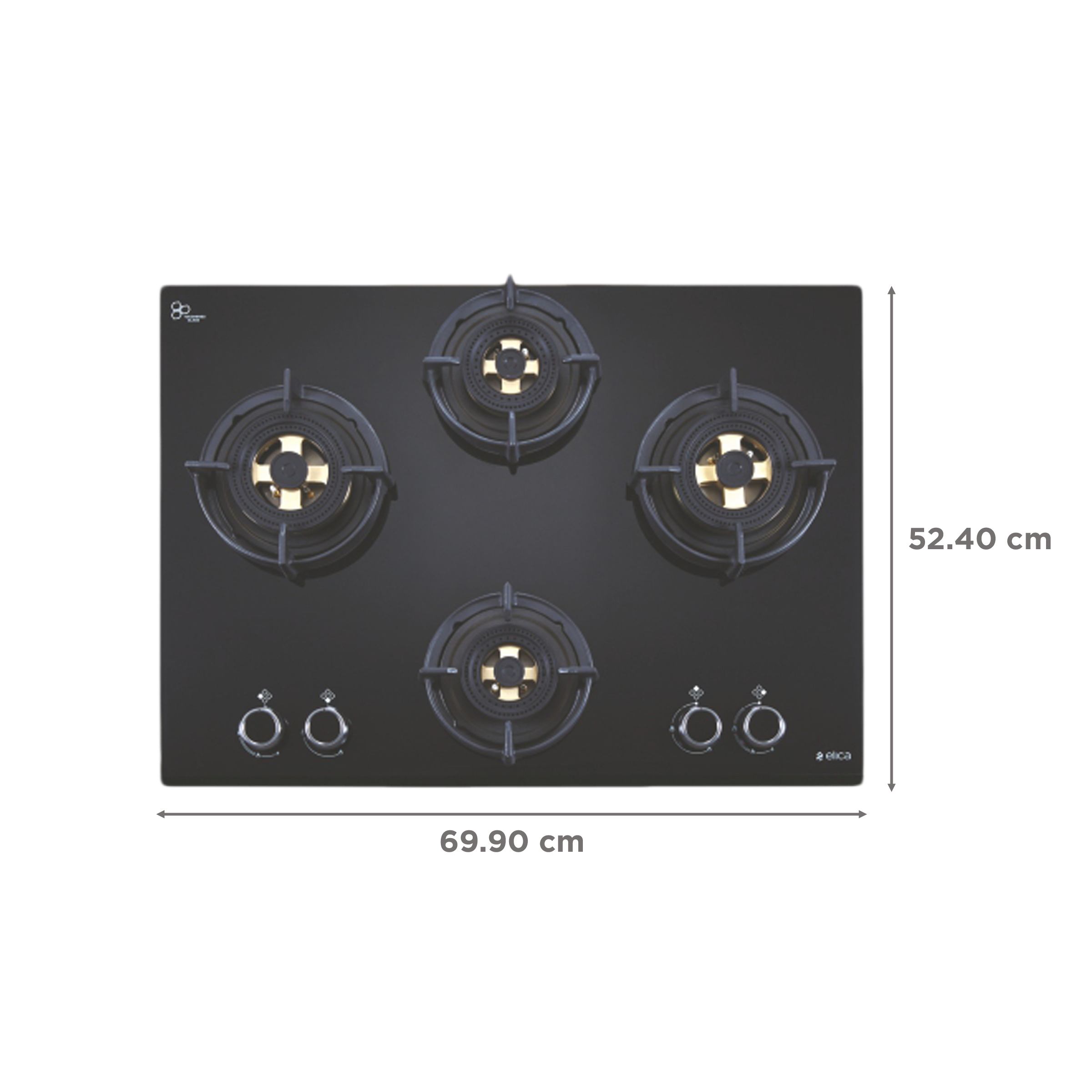 Elica DFS FB MFC 4B 70 DX FFD 4 Burner Automatic Electric Hob (Round Metallic Knob, Black) Elica DFS FB MFC 4B 70 DX FFD 4 Burner Automatic Electric Hob (Round Metallic Knob, Black)_2