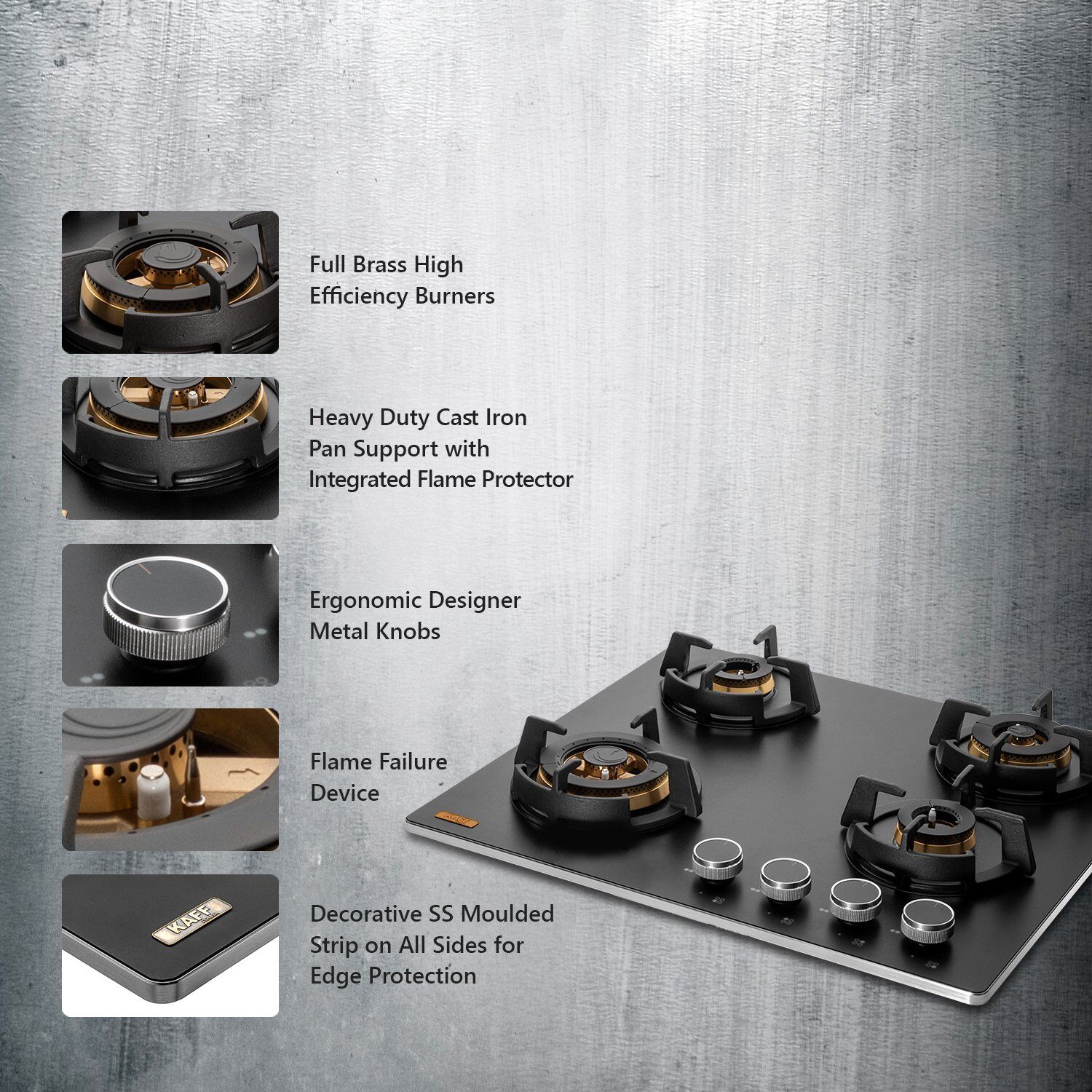 KAFF MSM 604 Glass Top 4 Burner Automatic Hob (Flame Failure Device, Black)_8