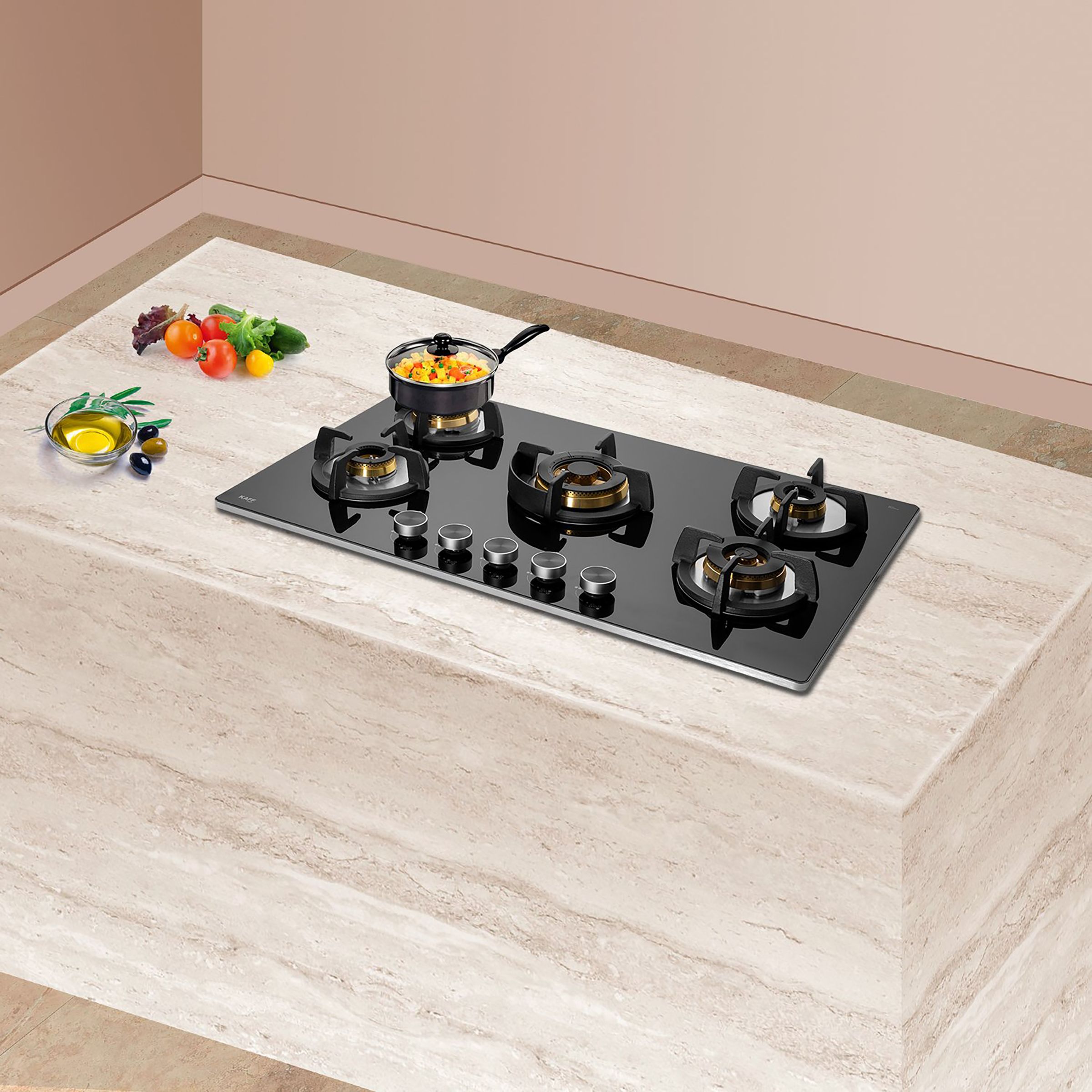 KAFF Bellini-F Tempered Glass Top 5 Burner Automatic Electric Hob (Flame Failure Device, Black)_6