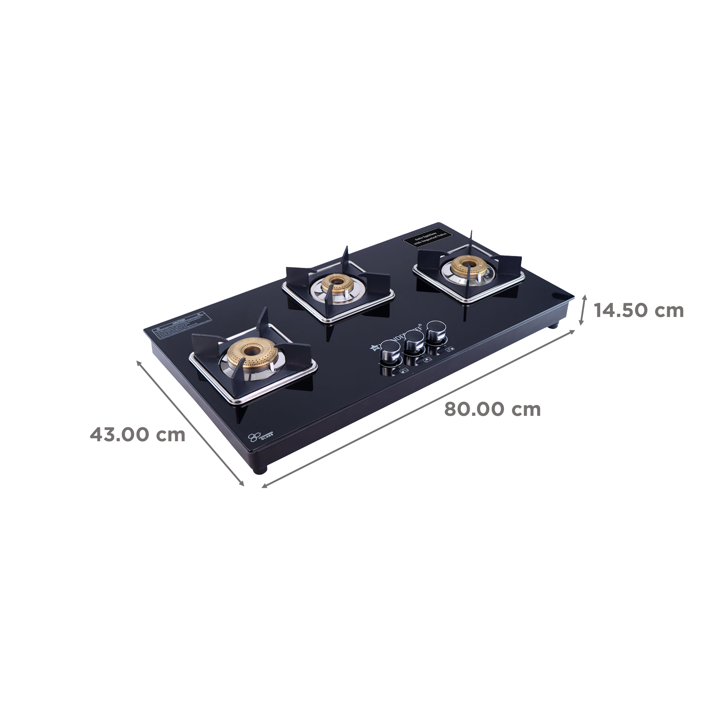 WONDERCHEF Octavia Toughened Glass Top 3 Burner Automatic Hob (Heat Resistant Legs, Black)_2