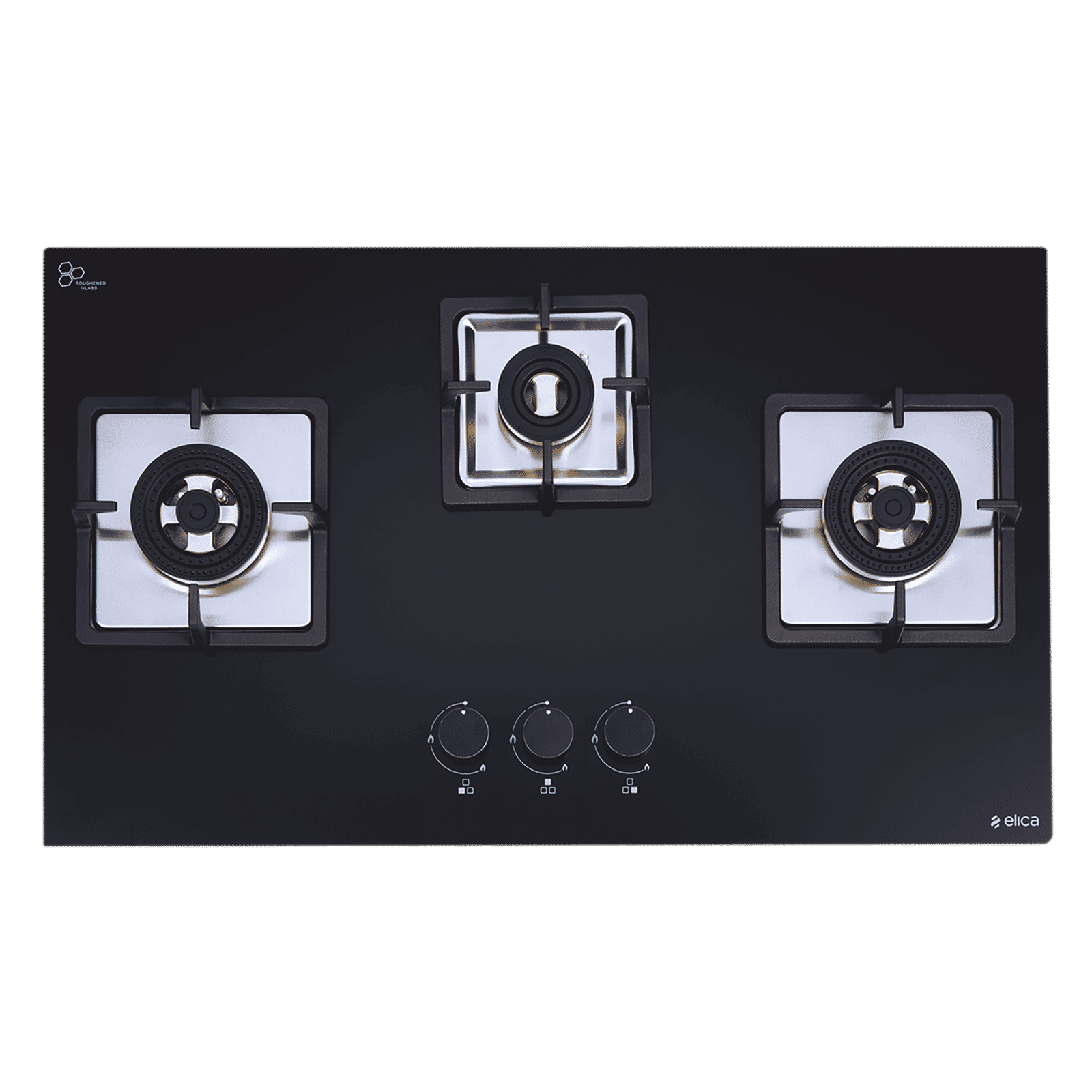 Elica IND FLEXI FB 375 DX DFS Glass Top 3 Burner Automatic Electric Hob (Cast Iron Grid, Black)_1