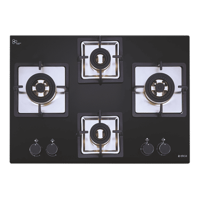 Elica IND FLEXI FB 470 DX DFS Glass Top 4 Burner Automatic Electric Hob (360 Degree Revolving Nozzle, Black)