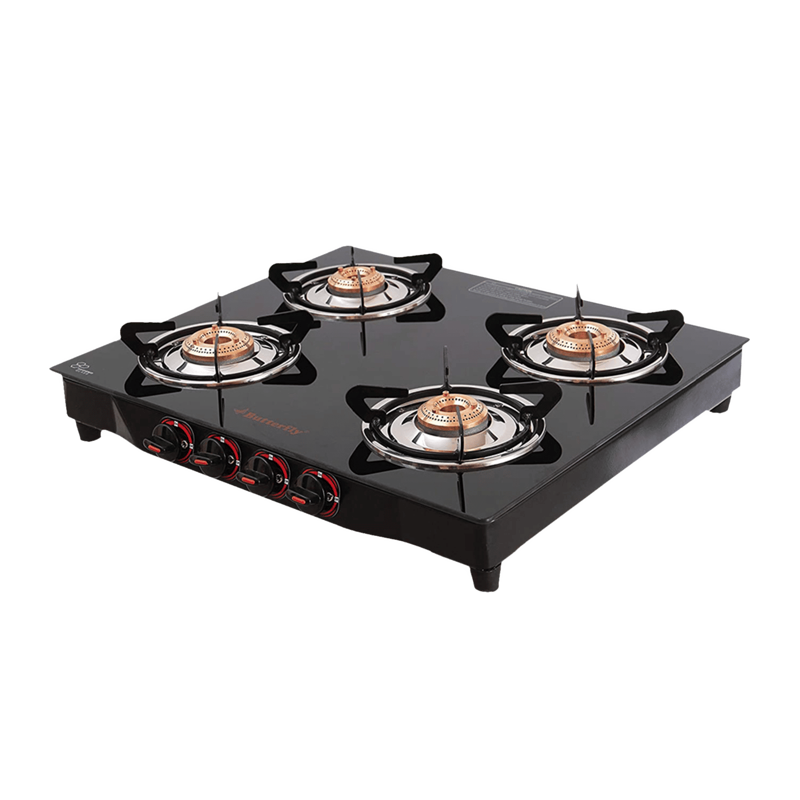 Butterfly Wave Toughened Glass Top 4 Burner Manual Gas Stove (Rust Free Pan Stand, Black) Butterfly Wave Toughened Glass Top 4 Burner Manual Gas Stove (Rust Free Pan Stand, Black)_7