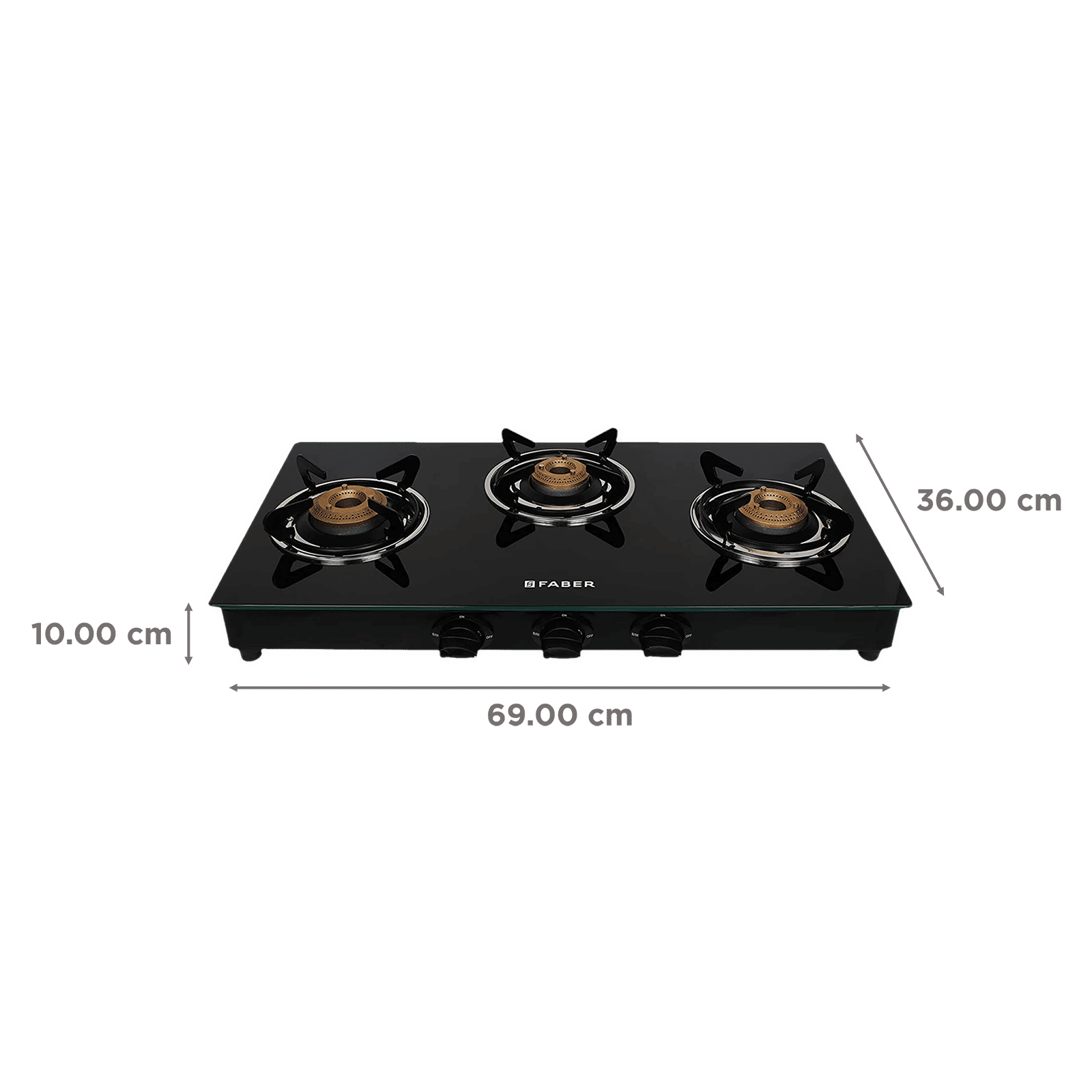 Faber Marvel 3BB BK Tempered Glass Top 3 Burner Manual Gas Stove (Scratch Resistant, Black)_2