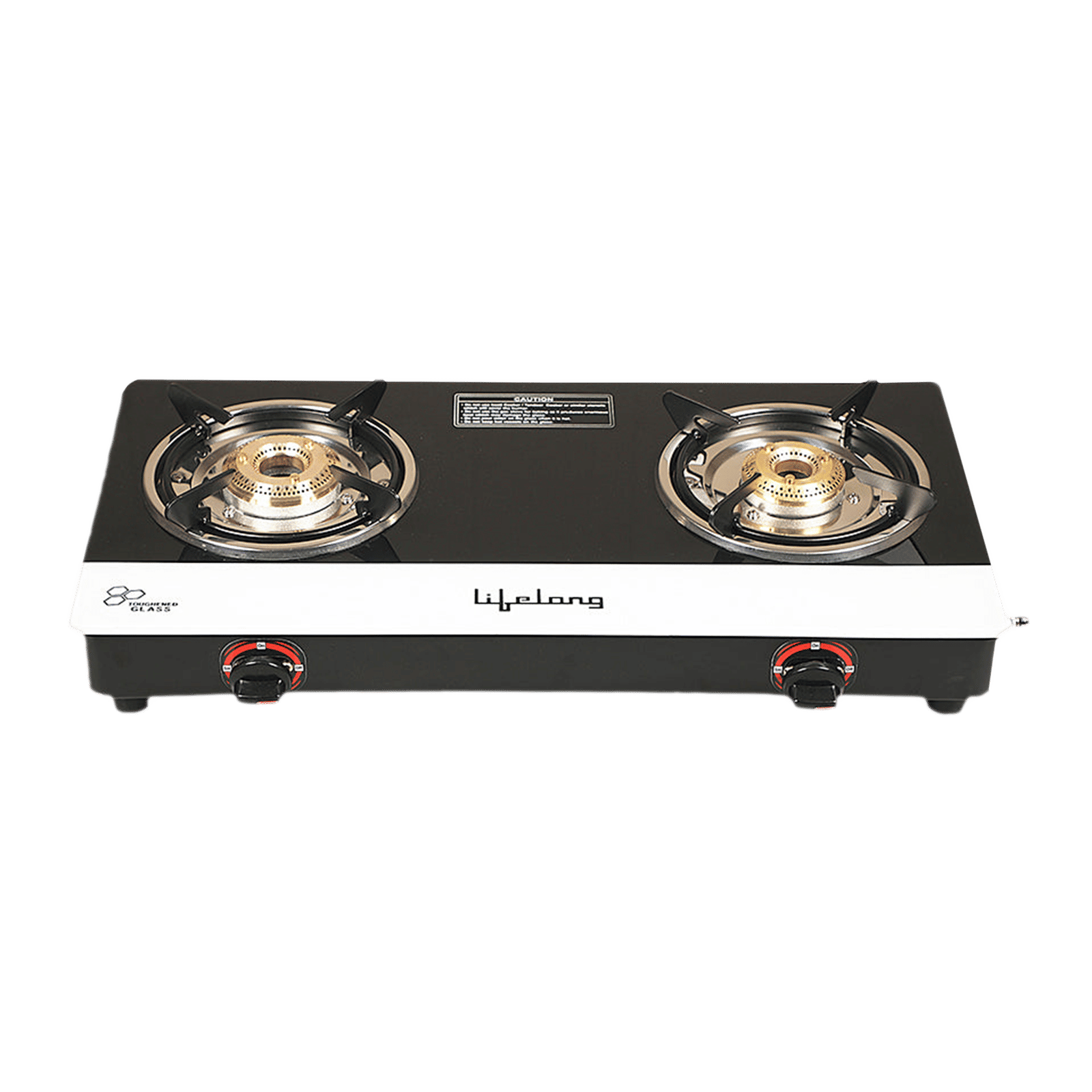 Lifelong LLGS211 Toughened Glass Top 2 Burner Manual Gas Stove (Stainless Steel Drip Tray, Black/White)_1