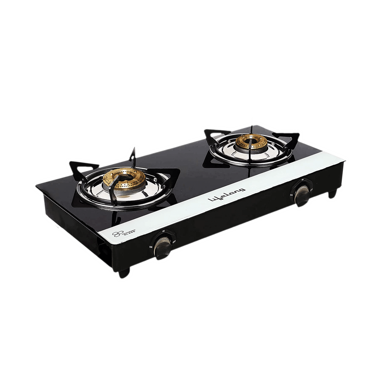 Lifelong LLGS211 Toughened Glass Top 2 Burner Manual Gas Stove (Stainless Steel Drip Tray, Black/White)_7