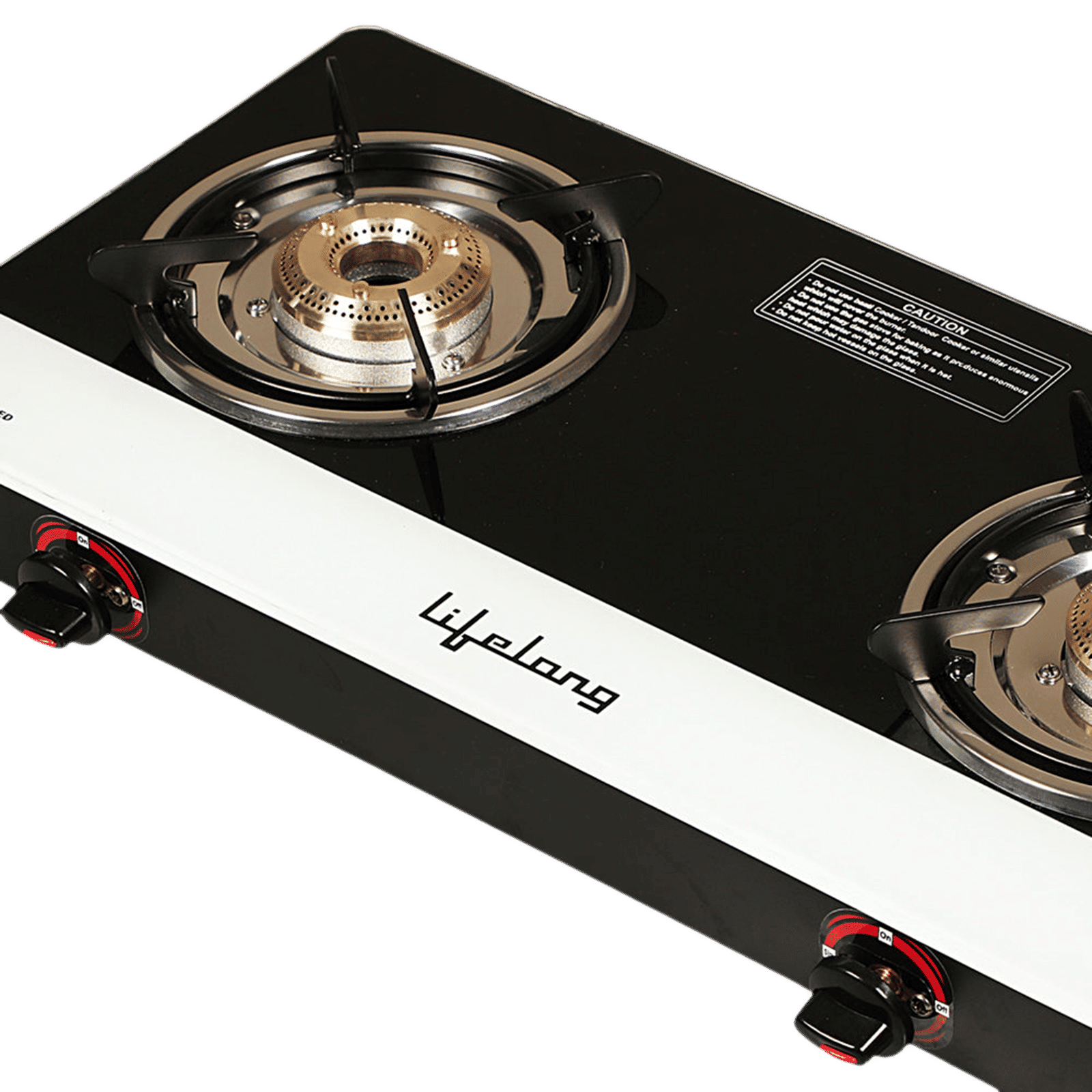 Lifelong LLGS211 Toughened Glass Top 2 Burner Manual Gas Stove (Stainless Steel Drip Tray, Black/White)_4