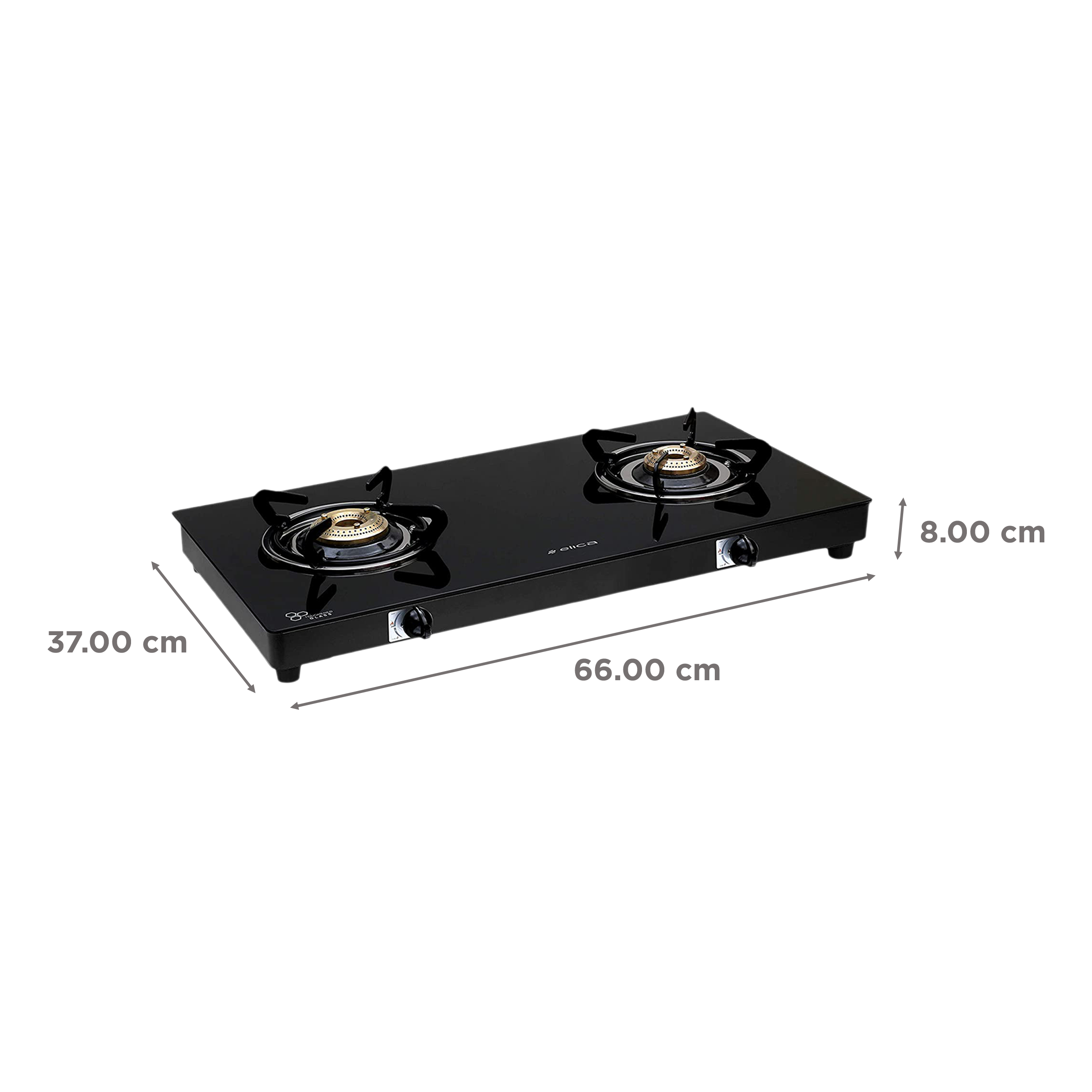 Elica 662 CT VETRO 1J Toughened Glass Top 2 Burner Manual Gas Stove (Round Euro Coated Grid, Black)_2
