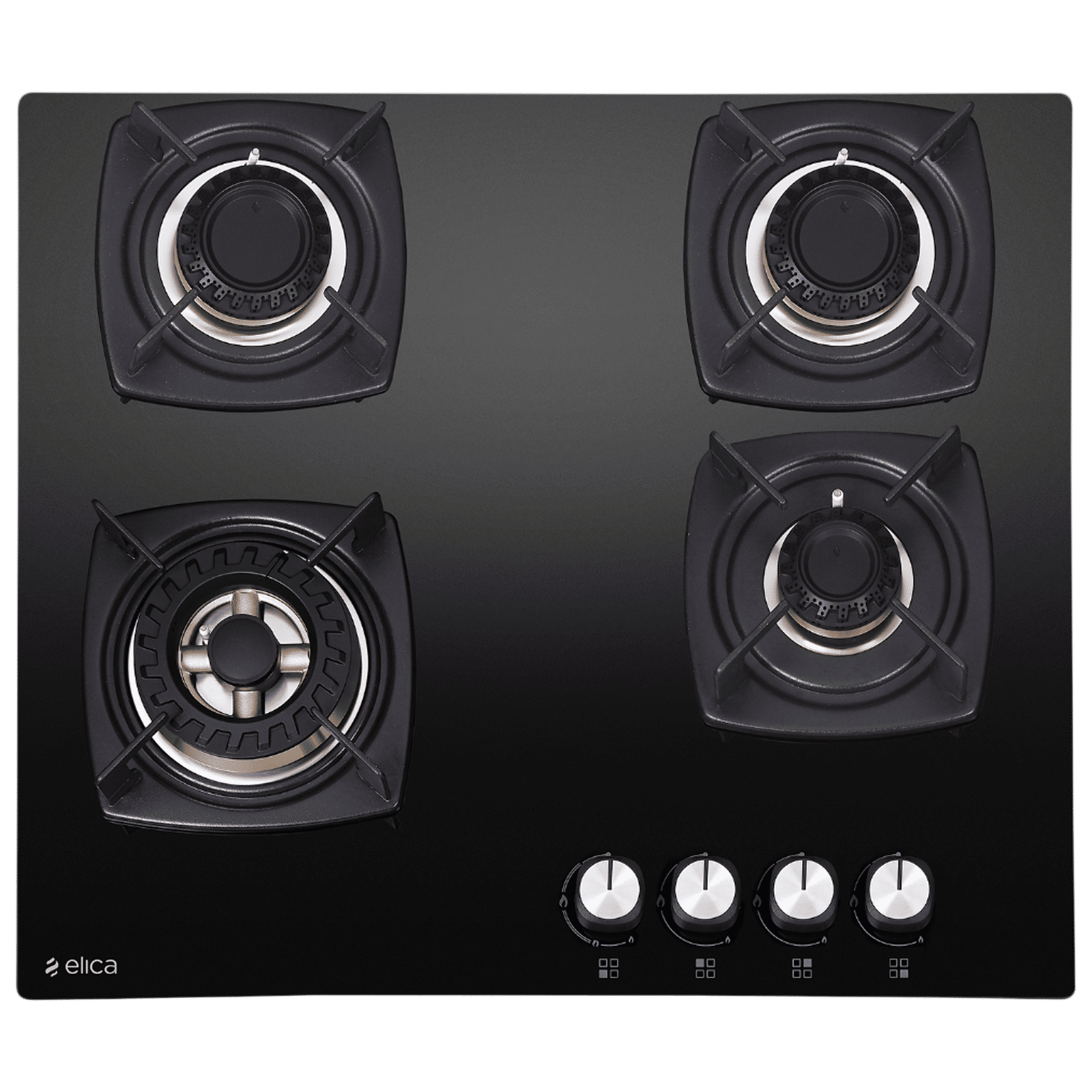 Elica DT FB MFC 4B 60 SWIRL Glass Top 4 Burner Automatic Electric Hob (Cast Iron Grid, Black)_1