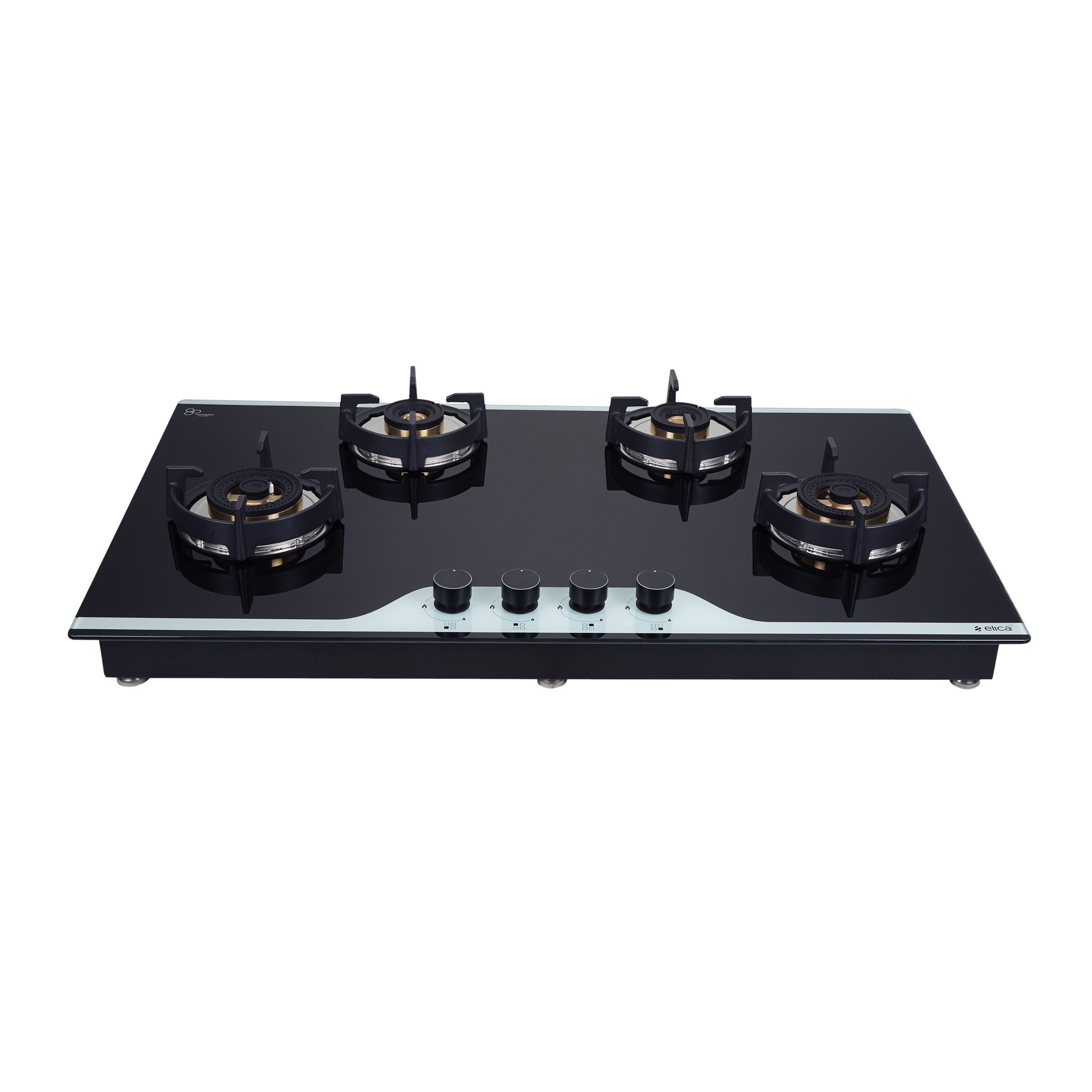 Elica FLEXI DFS FB 490 DX DUAL TONE 4 Burner Automatic Hob (Round Metallic Knob, Black/White)_1