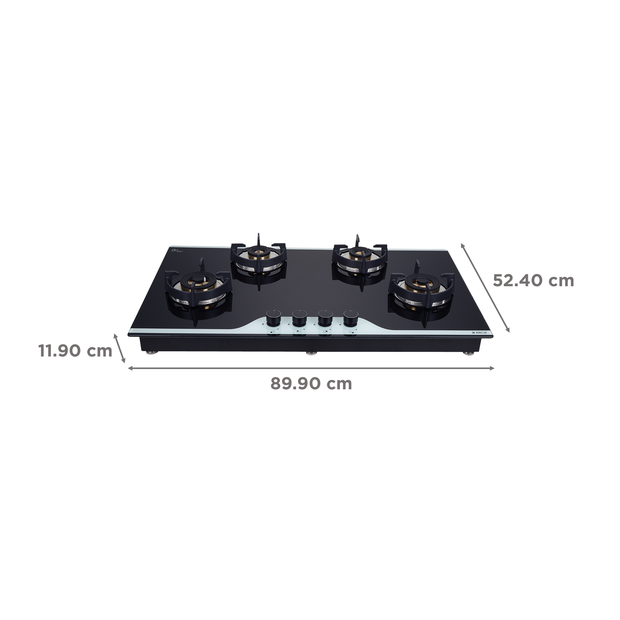 Elica FLEXI DFS FB 490 DX DUAL TONE 4 Burner Automatic Hob (Round Metallic Knob, Black/White)_2