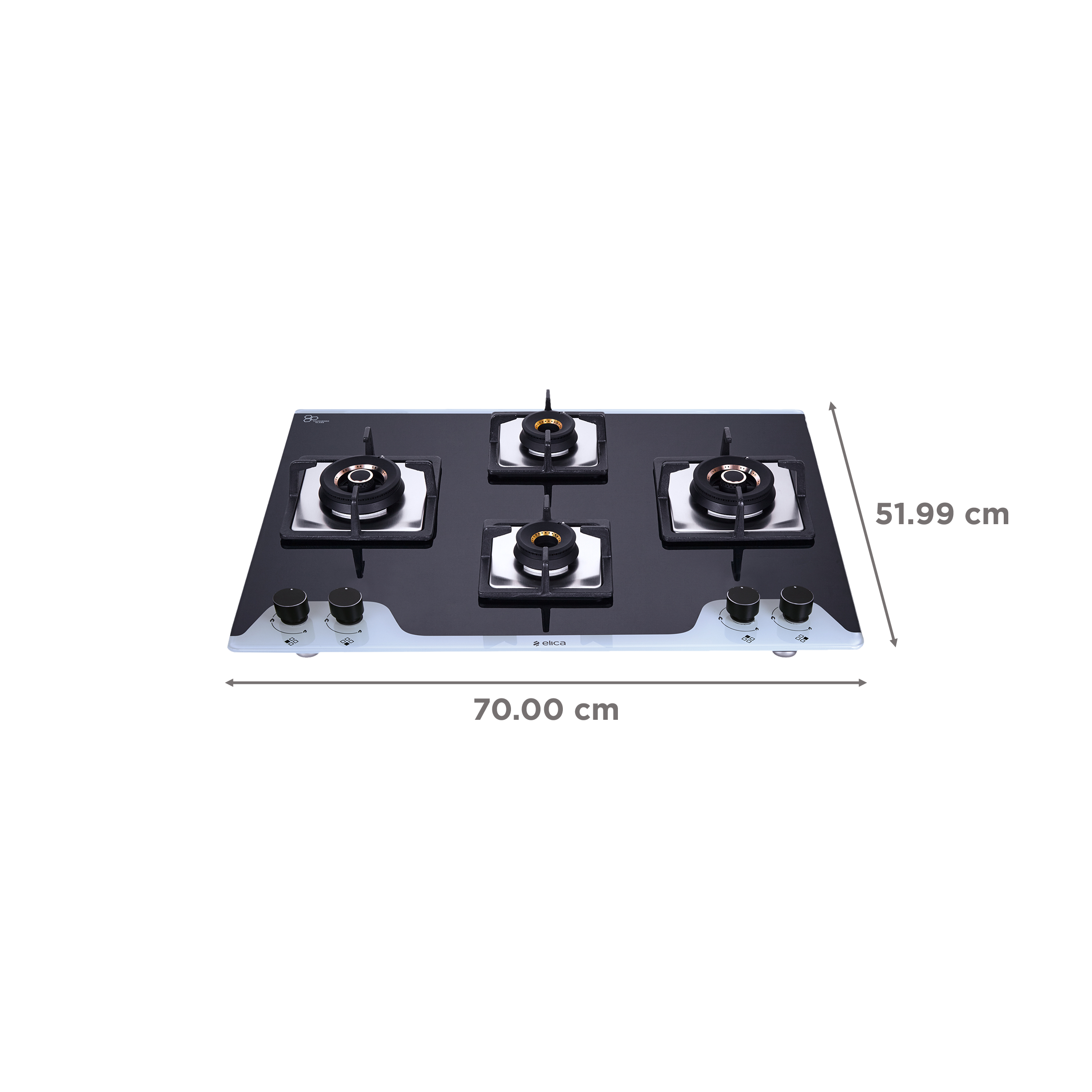 Elica FLEXI AB HCT 470 DX DUAL TONE Toughened Glass Top 4 Burner Automatic Hob (Multi Flame Control, Black/White) Elica FLEXI AB HCT 470 DX DUAL TONE Toughened Glass Top 4 Burner Automatic Hob (Multi Flame Control, Black/White)_2