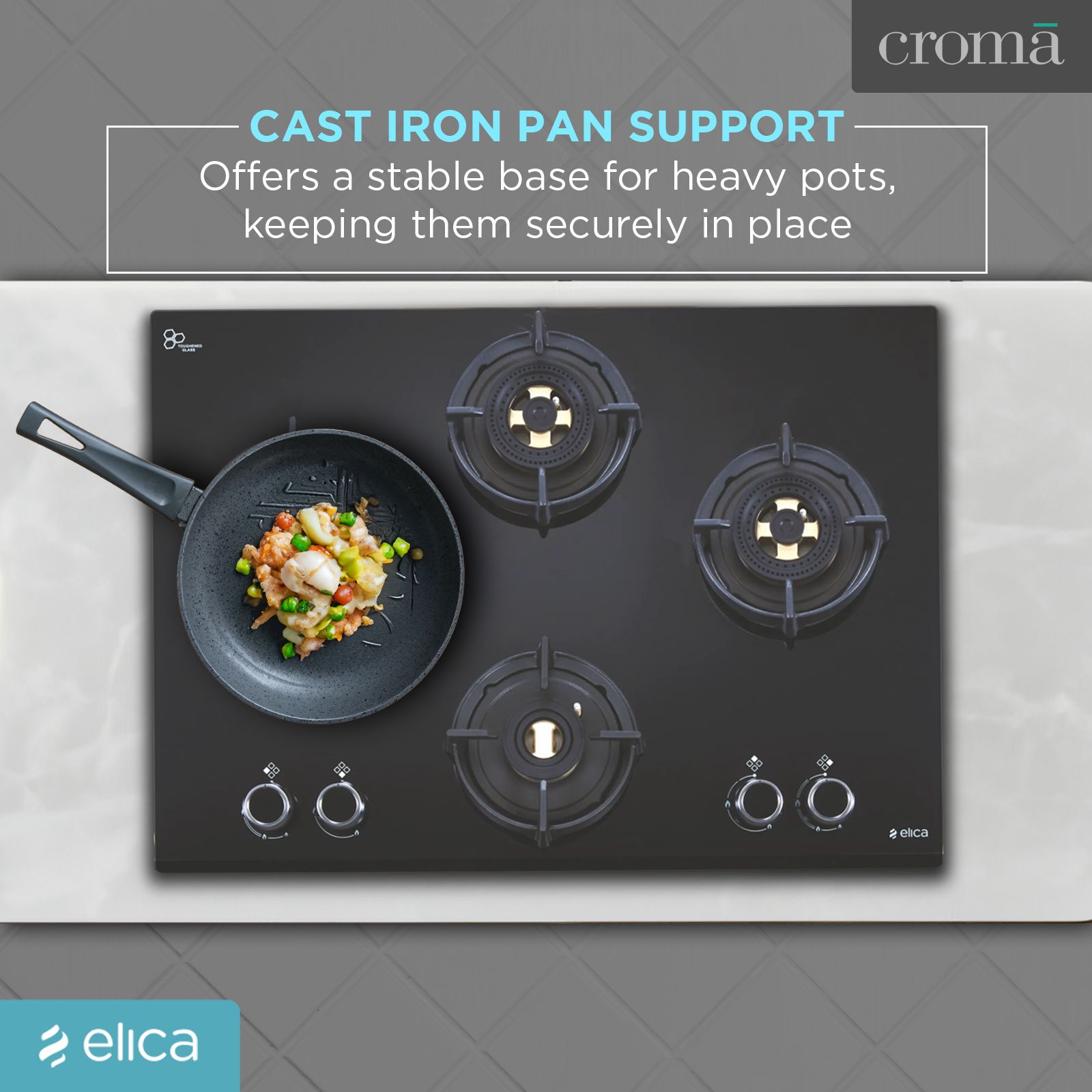 Elica DFS FB MFC 4B 70 Glass Top 4 Burner Automatic Electric Hob (Multi Flame Control, Black)_8