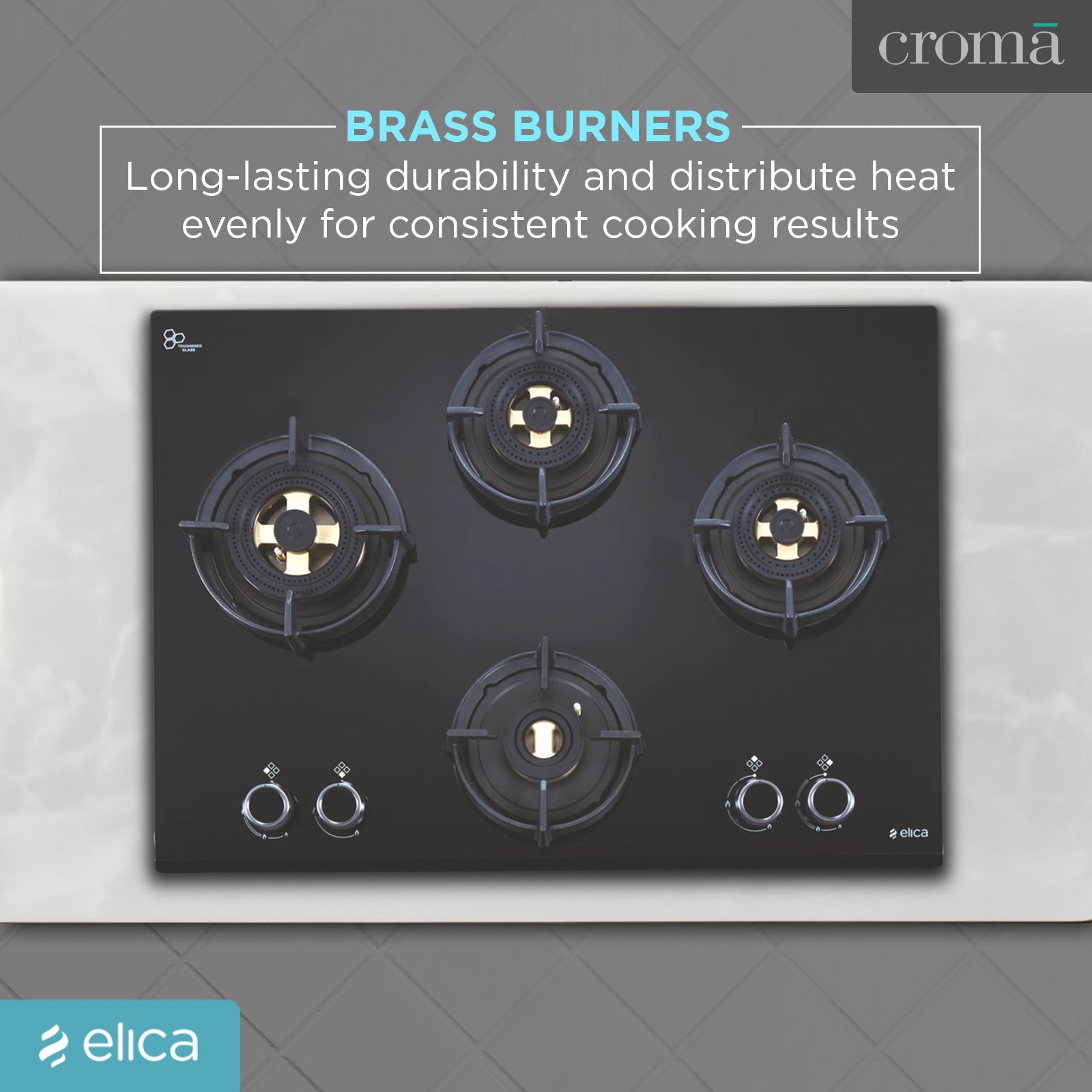 Elica DFS FB MFC 4B 70 Glass Top 4 Burner Automatic Electric Hob (Multi Flame Control, Black)_5