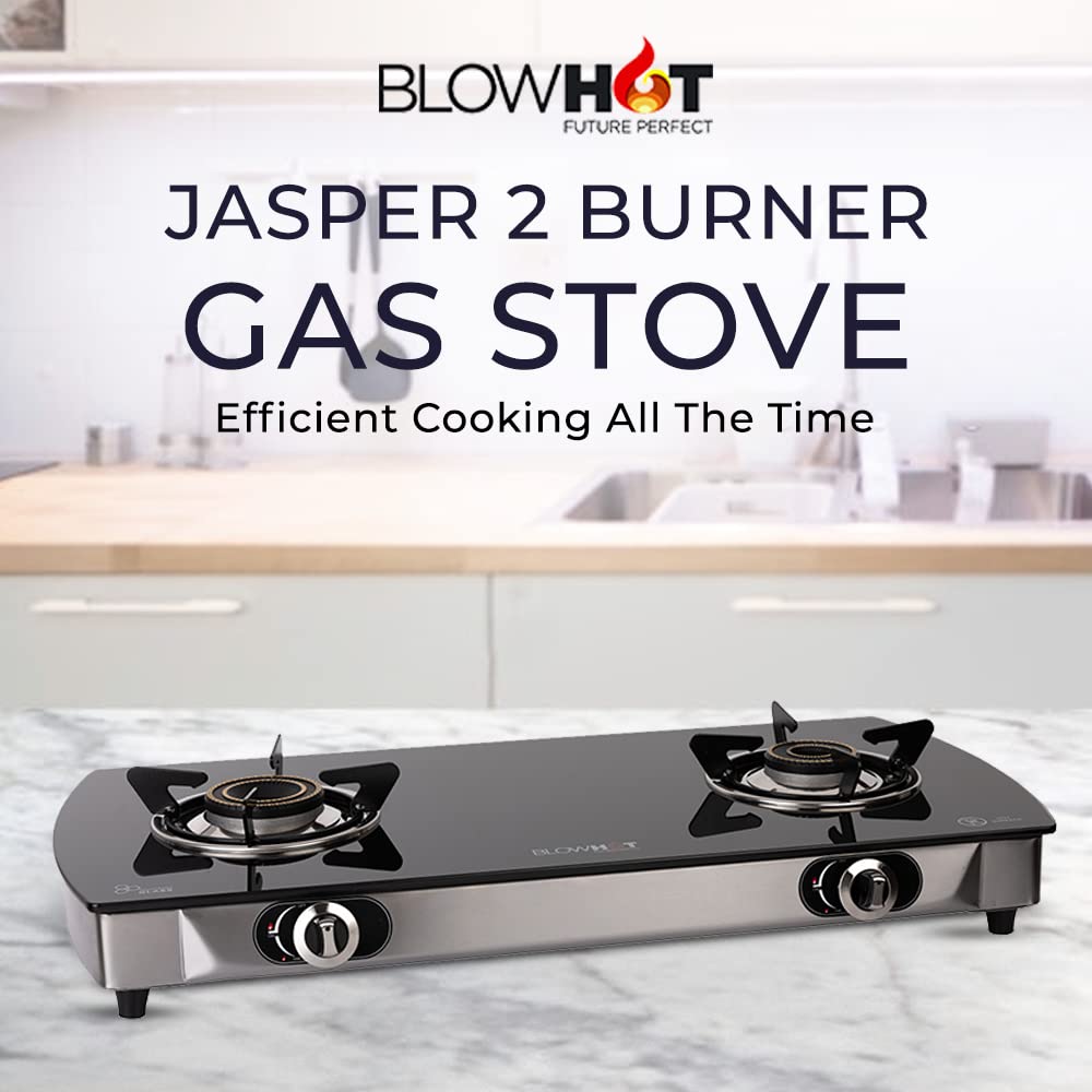 Blowhot Jasper Toughened Glass Top 2 Burner Automatic Electric Gas Stove (ISI Certified, Black)_8