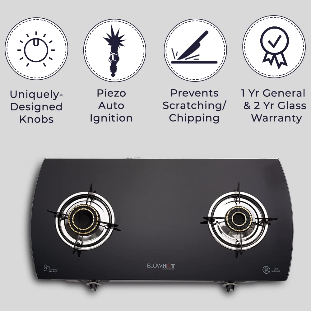 Blowhot Jasper Toughened Glass Top 2 Burner Automatic Electric Gas Stove (ISI Certified, Black)_11