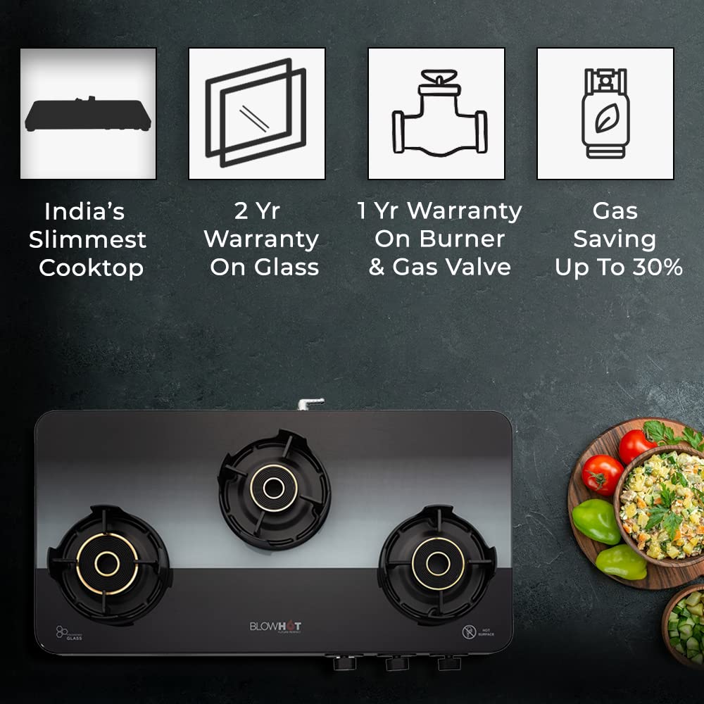 Blowhot Sapphire Toughened Glass Top 3 Burner Manual Gas Stove (ISI Certified, Black) Blowhot Sapphire Toughened Glass Top 3 Burner Manual Gas Stove (ISI Certified, Black)_11