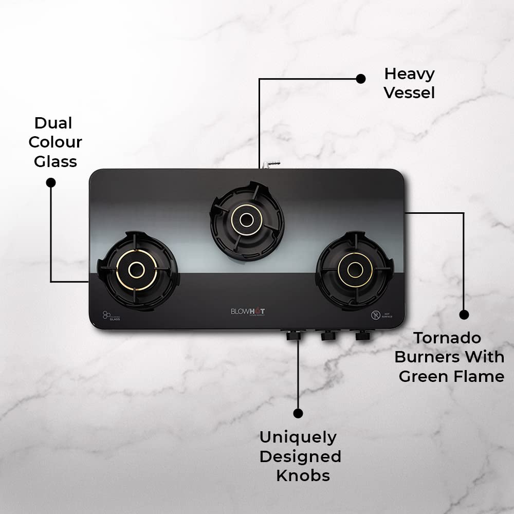Blowhot Sapphire Toughened Glass Top 3 Burner Manual Gas Stove (ISI Certified, Black) Blowhot Sapphire Toughened Glass Top 3 Burner Manual Gas Stove (ISI Certified, Black)_14
