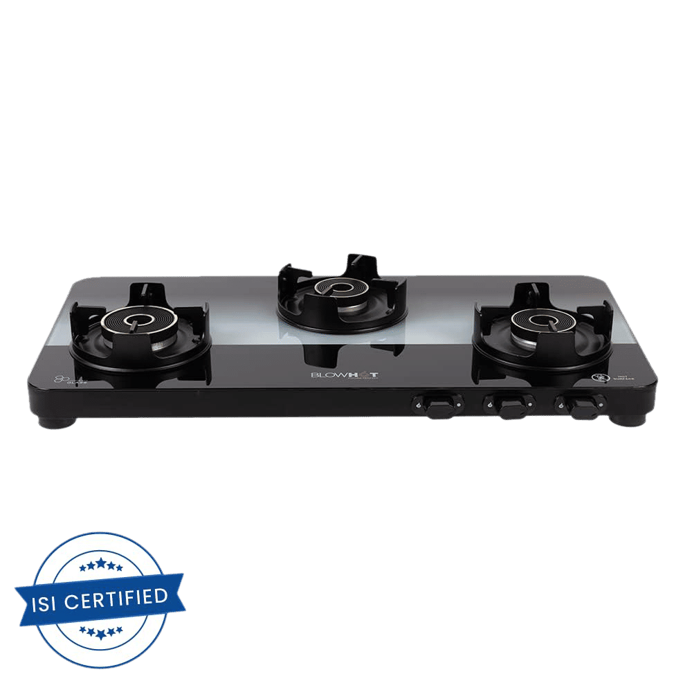 Blowhot Sapphire Toughened Glass Top 3 Burner Manual Gas Stove (ISI Certified, Black) Blowhot Sapphire Toughened Glass Top 3 Burner Manual Gas Stove (ISI Certified, Black)_6
