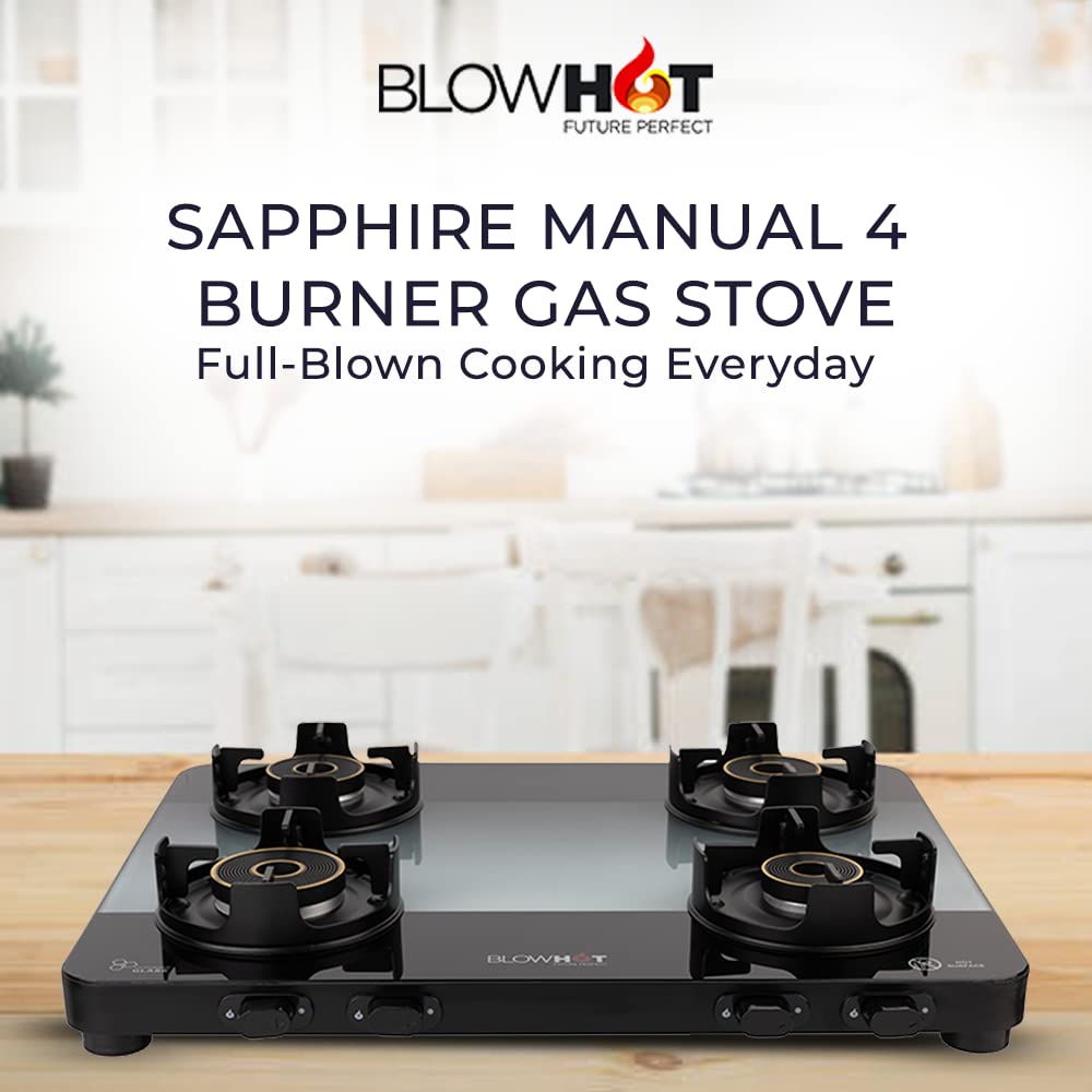 Blowhot Sapphire Toughened Glass Top 4 Burner Manual Gas Stove (ISI Certified, Black) Blowhot Sapphire Toughened Glass Top 4 Burner Manual Gas Stove (ISI Certified, Black)_8
