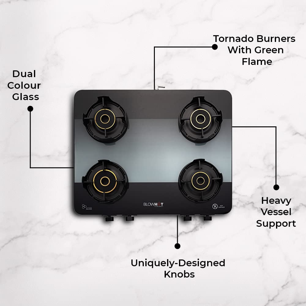 Blowhot Sapphire Toughened Glass Top 4 Burner Manual Gas Stove (ISI Certified, Black) Blowhot Sapphire Toughened Glass Top 4 Burner Manual Gas Stove (ISI Certified, Black)_10