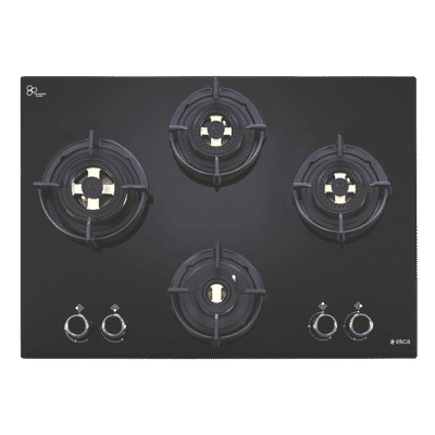 Elica FLEXI DFS FB MFC 4B 70 FFD Toughened Glass Top 4 Burner Automatic Hob (Multi Flame Control, Black)