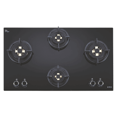 Elica FLEXI DFS FB MFC 4B 91 Glass Top 4 Burner Automatic Electric Hob (Multi Flame Control, Black)