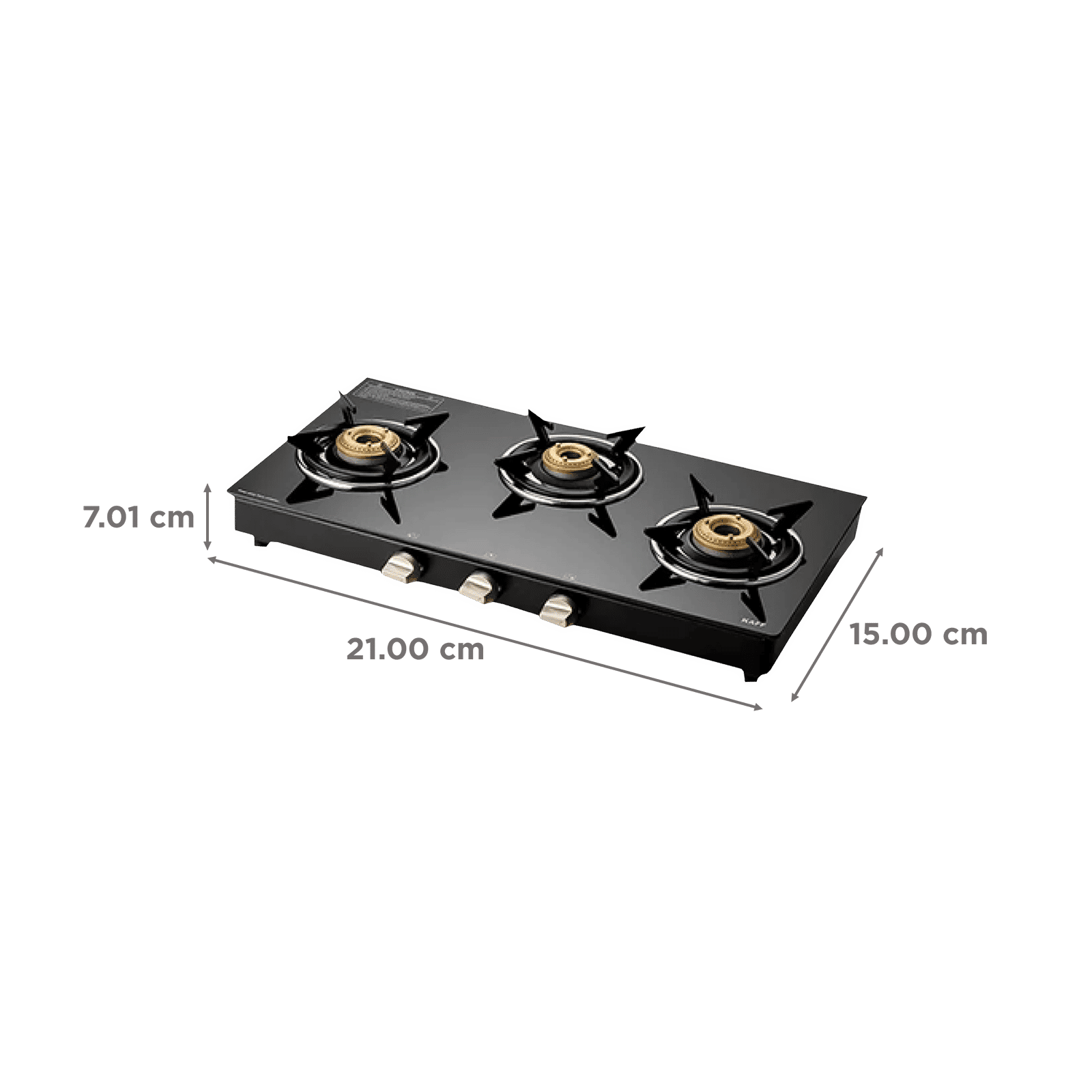 KAFF CTE713B Toughened Glass Top 3 Burner Manual Gas Stove (Matte Enamelled Pan Support, Black)_2