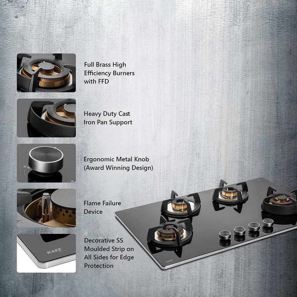 KAFF Bellini-F Tempered Glass Top 4 Burner Automatic Electric Hob (Flame Failure Device, Black) KAFF Bellini-F Tempered Glass Top 4 Burner Automatic Electric Hob (Flame Failure Device, Black)_16