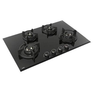 KAFF ASF 784 Tempered Glass Top 4 Burner Automatic Electric Hob (Flame Failure Device, Black)