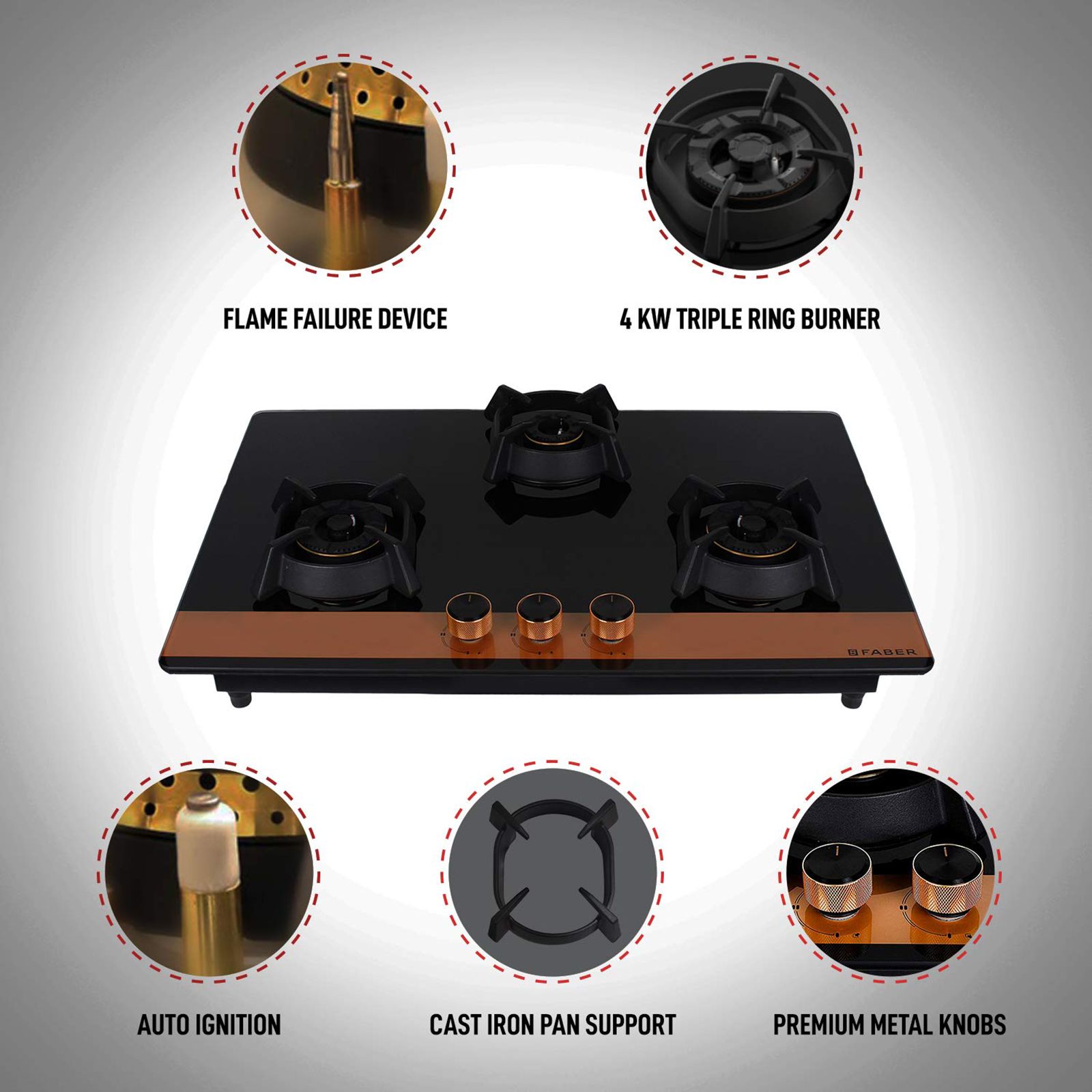 Faber Utopia Pro HT 783 BR CI Toughened Glass Top 3 Burner Automatic Electric Hob (Flame Failure Device, Black) Faber Utopia Pro HT 783 BR CI Toughened Glass Top 3 Burner Automatic Electric Hob (Flame Failure Device, Black)_8