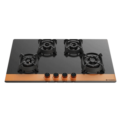 Faber Utopia Pro HT 804 BR CI Toughened Glass Top 4 Burner Automatic Electric Hob (Flame Failure Device, Black)